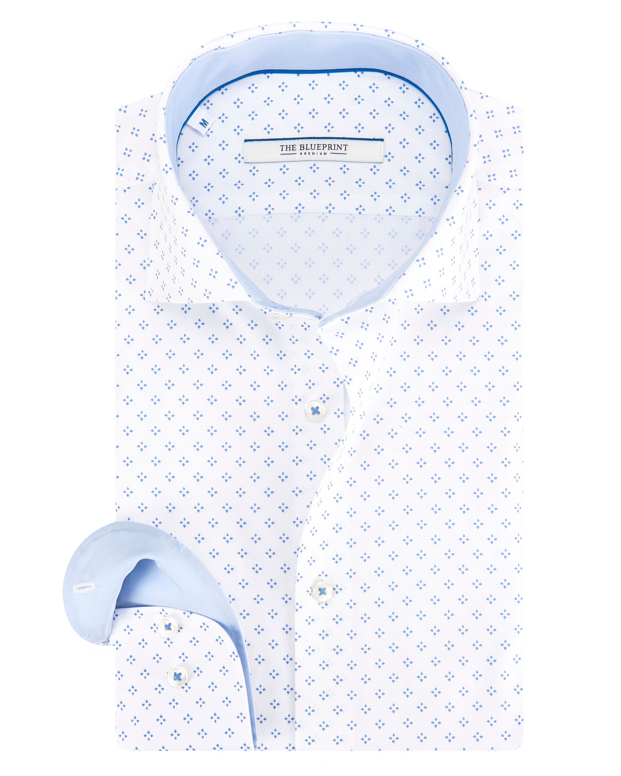 The BLUEPRINT Premium Casual Overhemd LM Lichtblauw dessin 082216-001-L