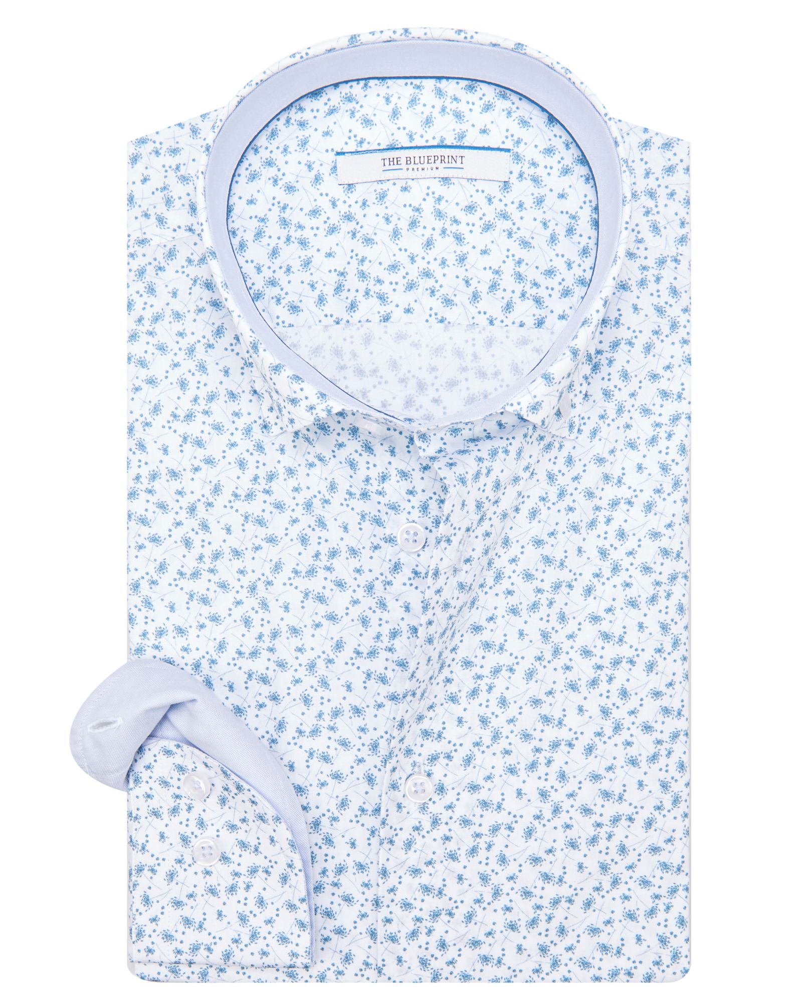 The BLUEPRINT Premium Casual Overhemd LM Lichtblauw dessin 082226-001-L