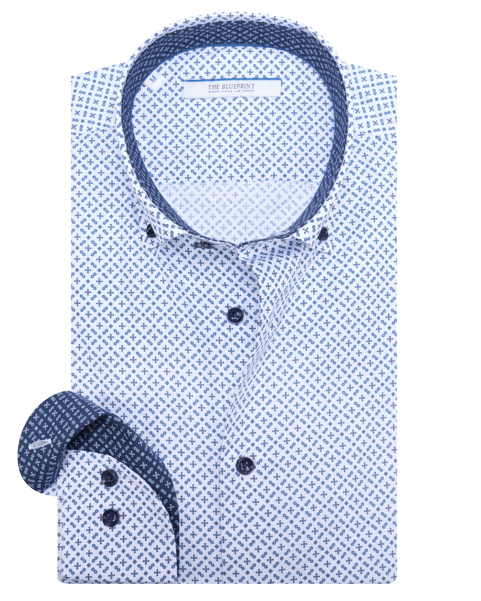 The BLUEPRINT Premium Casual Overhemd LM Navy print 082236-001-L
