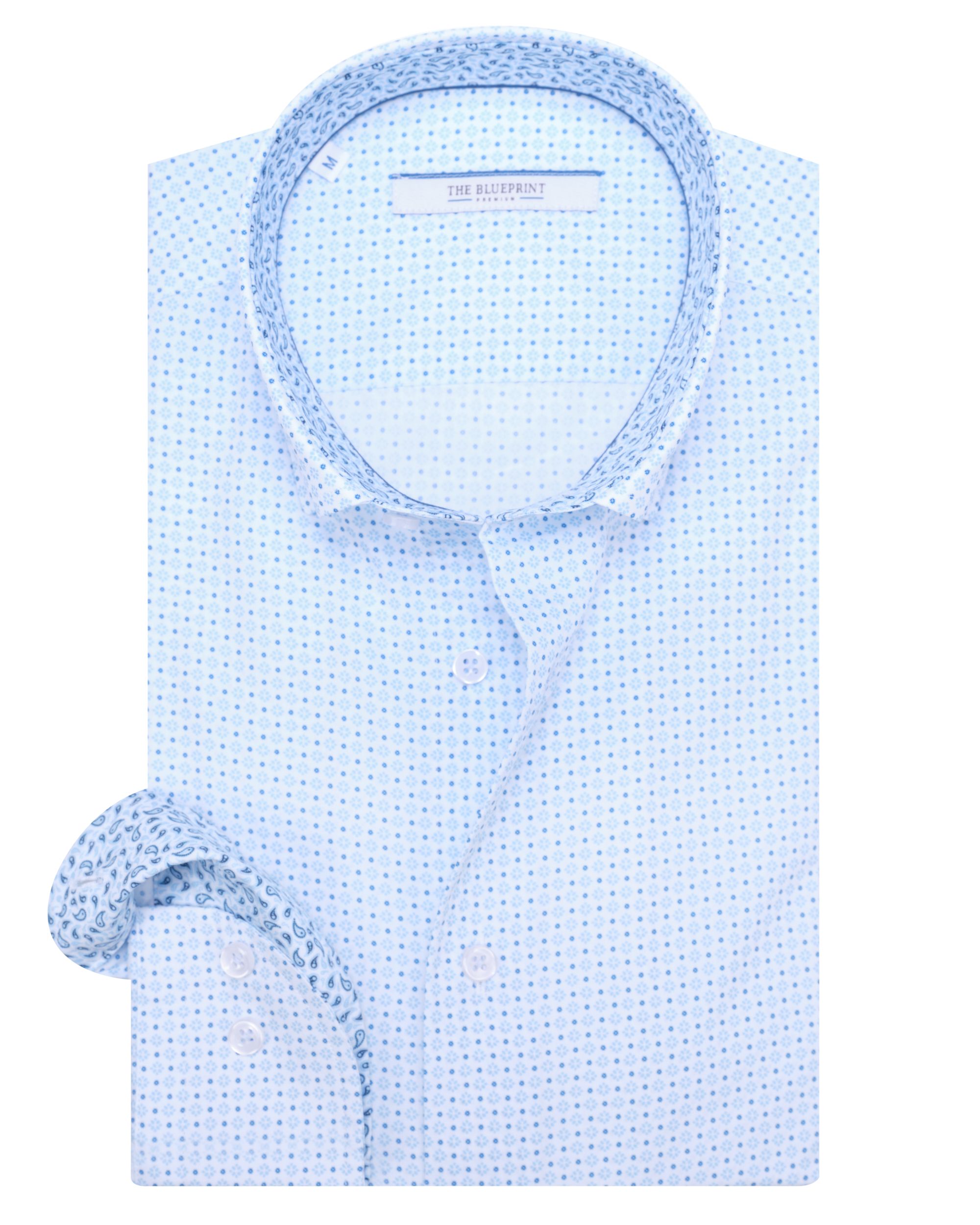 The BLUEPRINT Premium Casual Overhemd LM Lichtblauw dessin 082238-001-L