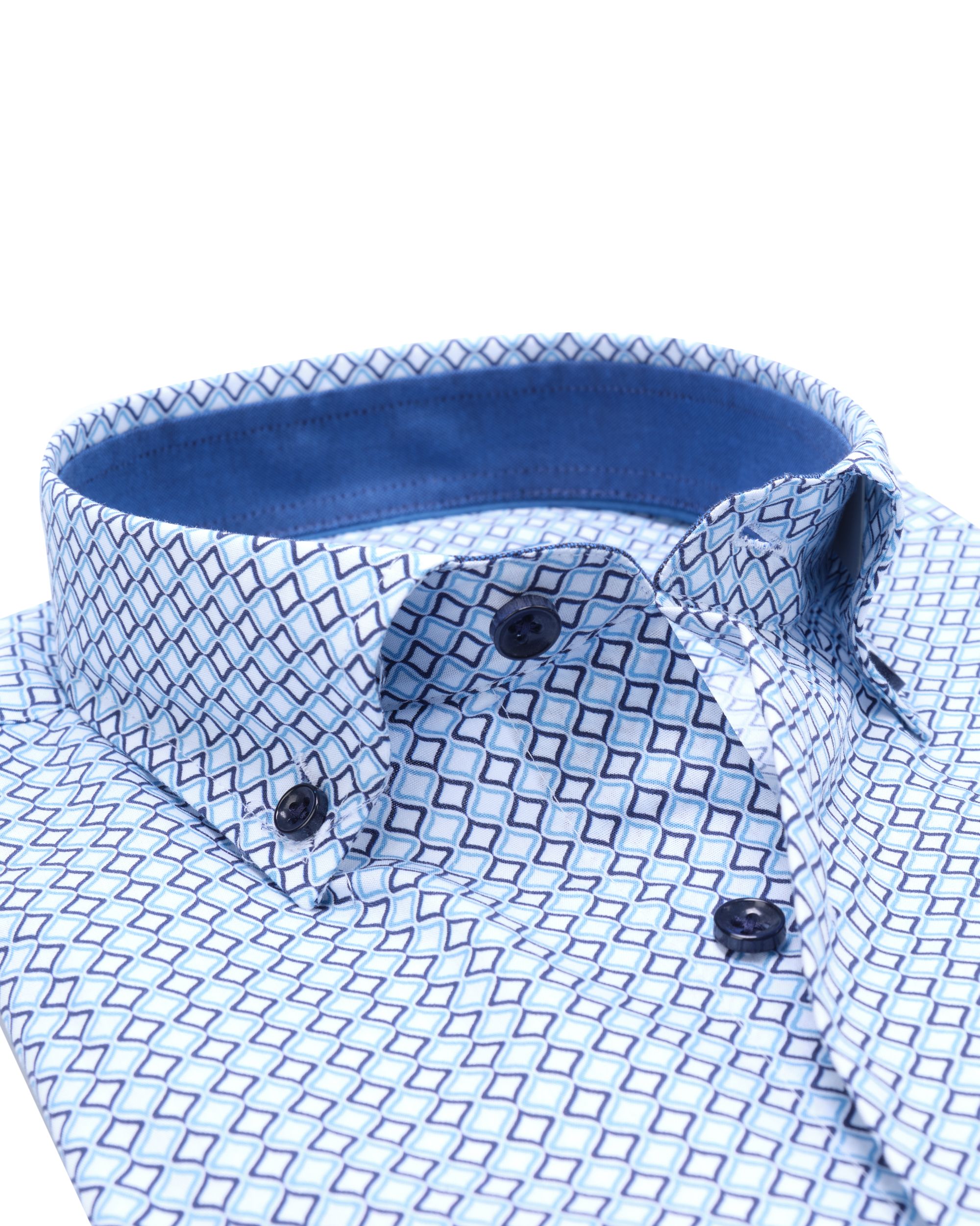 The BLUEPRINT Premium Casual Overhemd LM Blauw dessin 082239-001-L