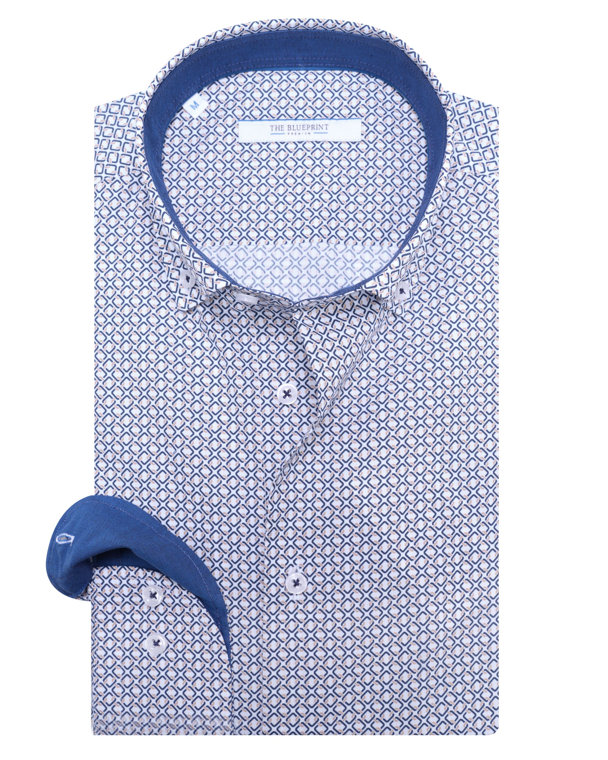 The BLUEPRINT Premium Casual Overhemd LM Blauw dessin 082241-001-L