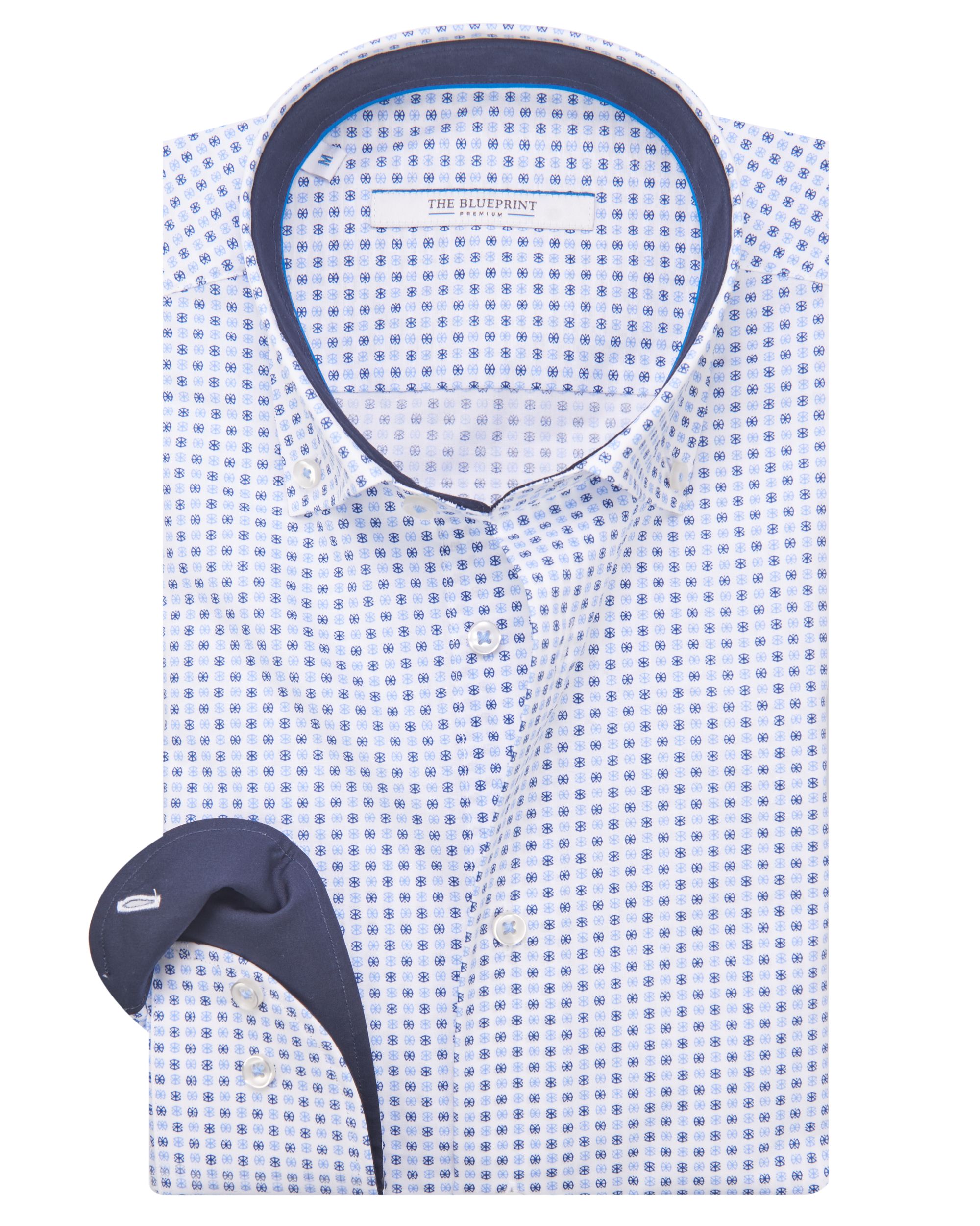 The BLUEPRINT Premium Casual Overhemd LM Blauw dessin 082255-001-L