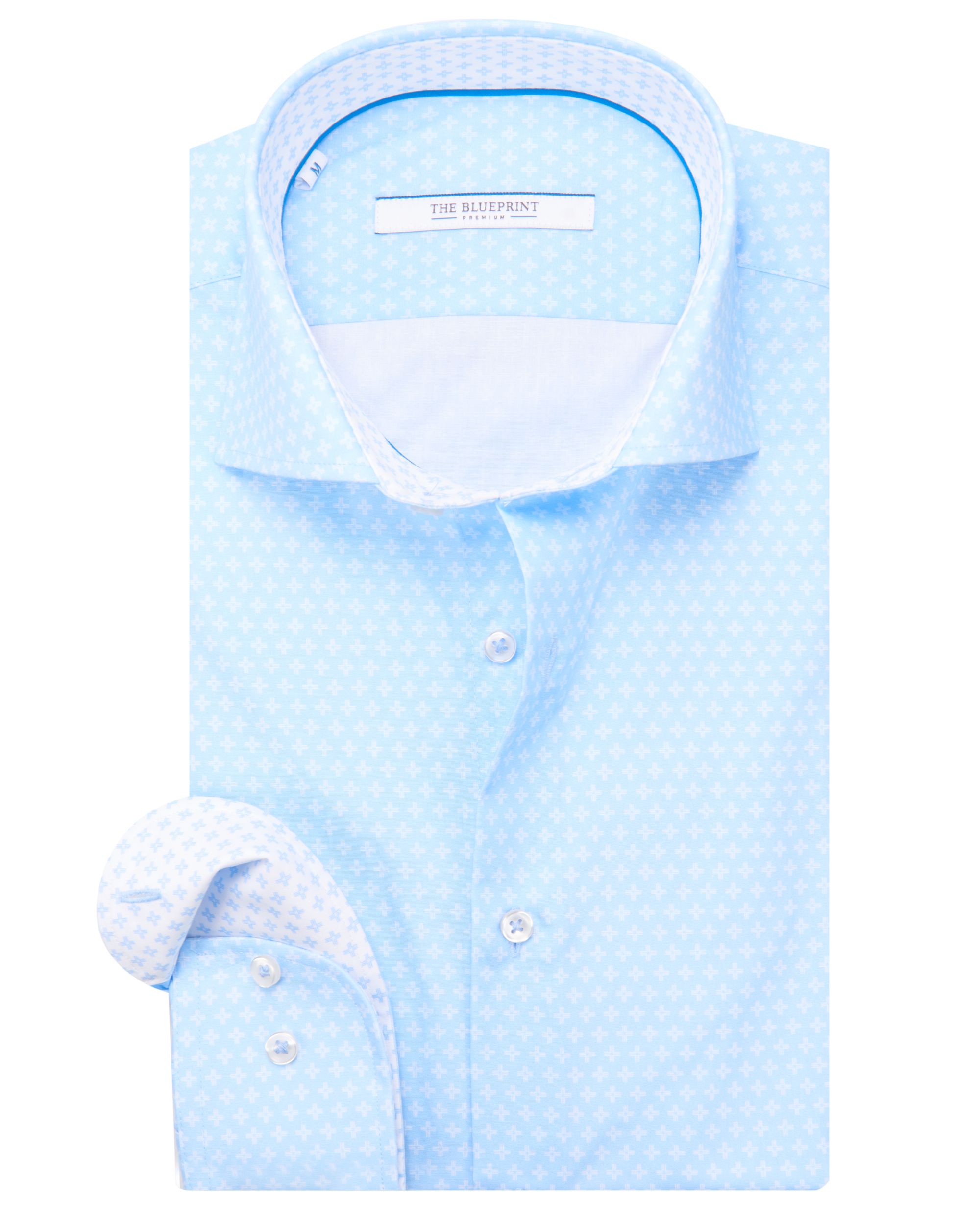 The BLUEPRINT Premium Casual Overhemd LM Blauw dessin 082256-001-L