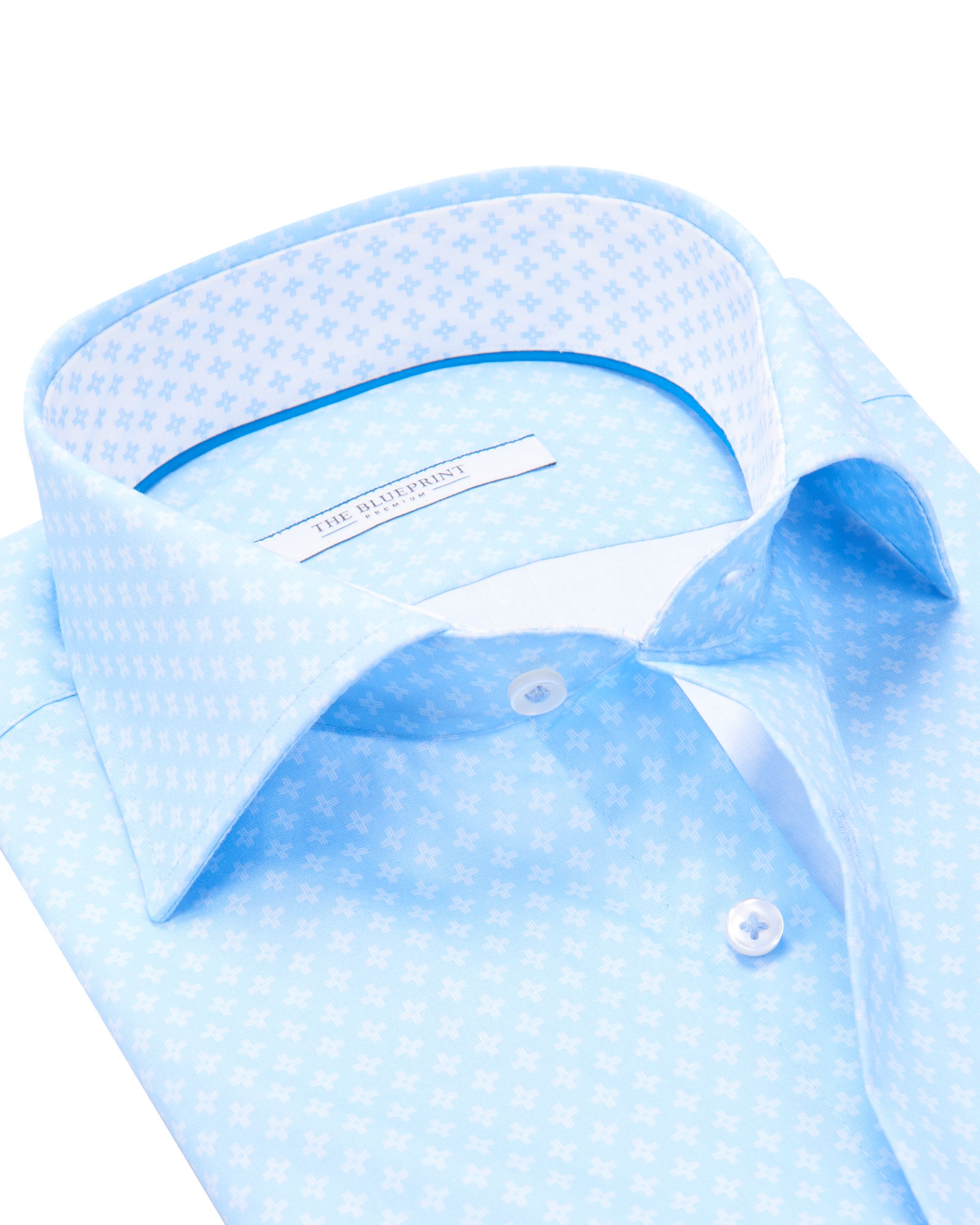 The BLUEPRINT Premium Casual Overhemd LM Blauw dessin 082256-001-L