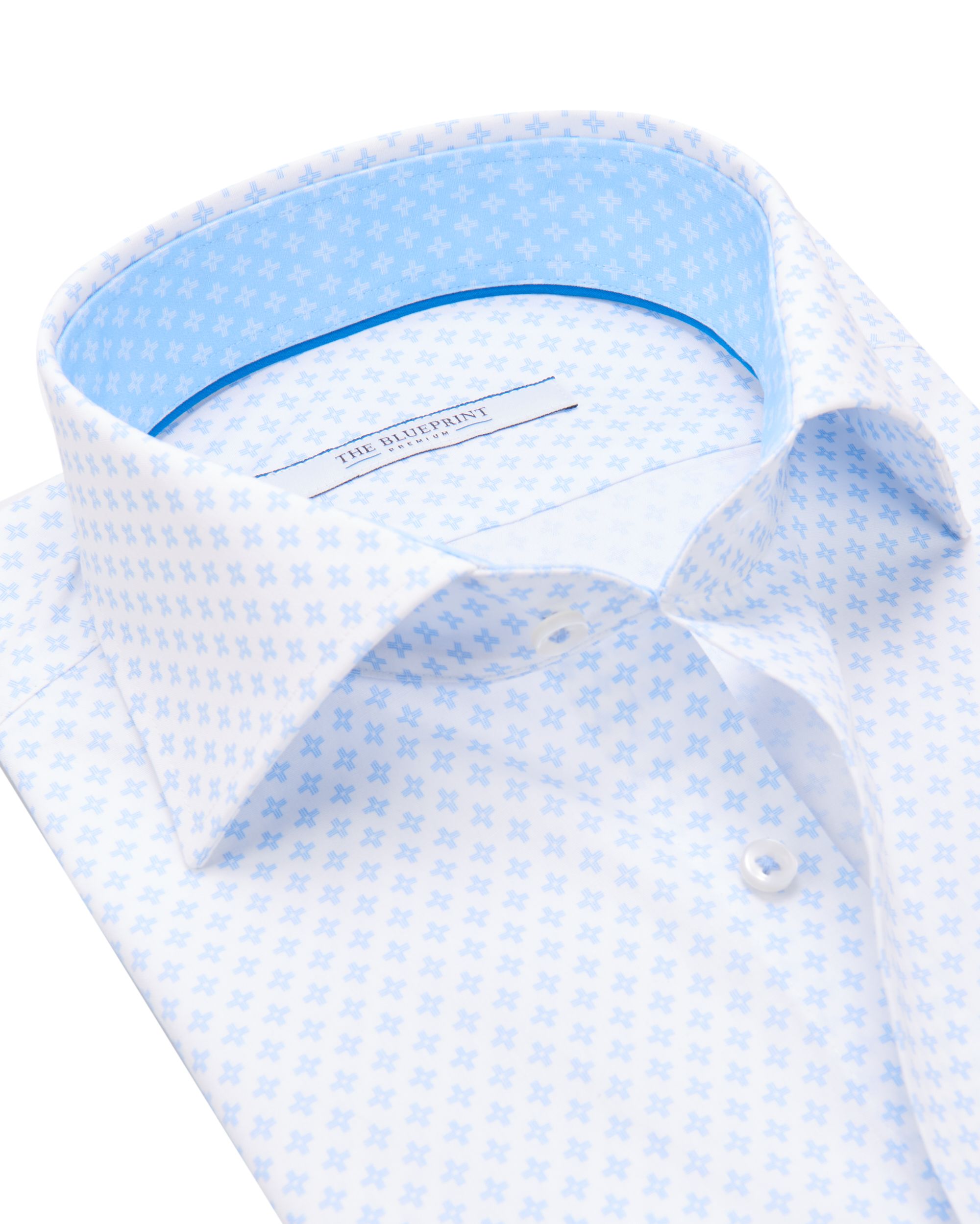 The BLUEPRINT Premium Casual Overhemd LM Lichtblauw dessin 082257-001-L