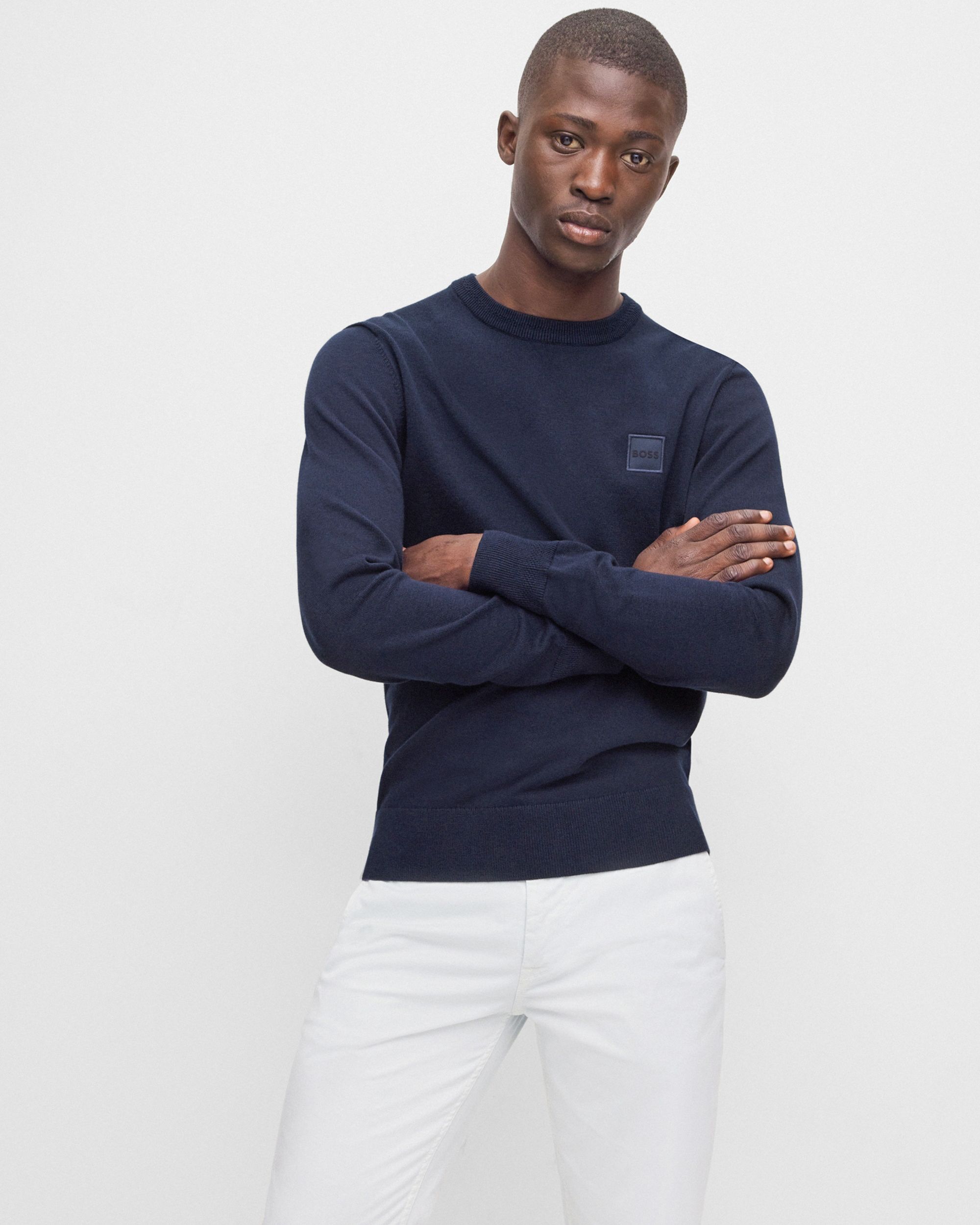 Hugo Boss Casual Kanovano Trui Ronde Hals Donker blauw 082411-002-L