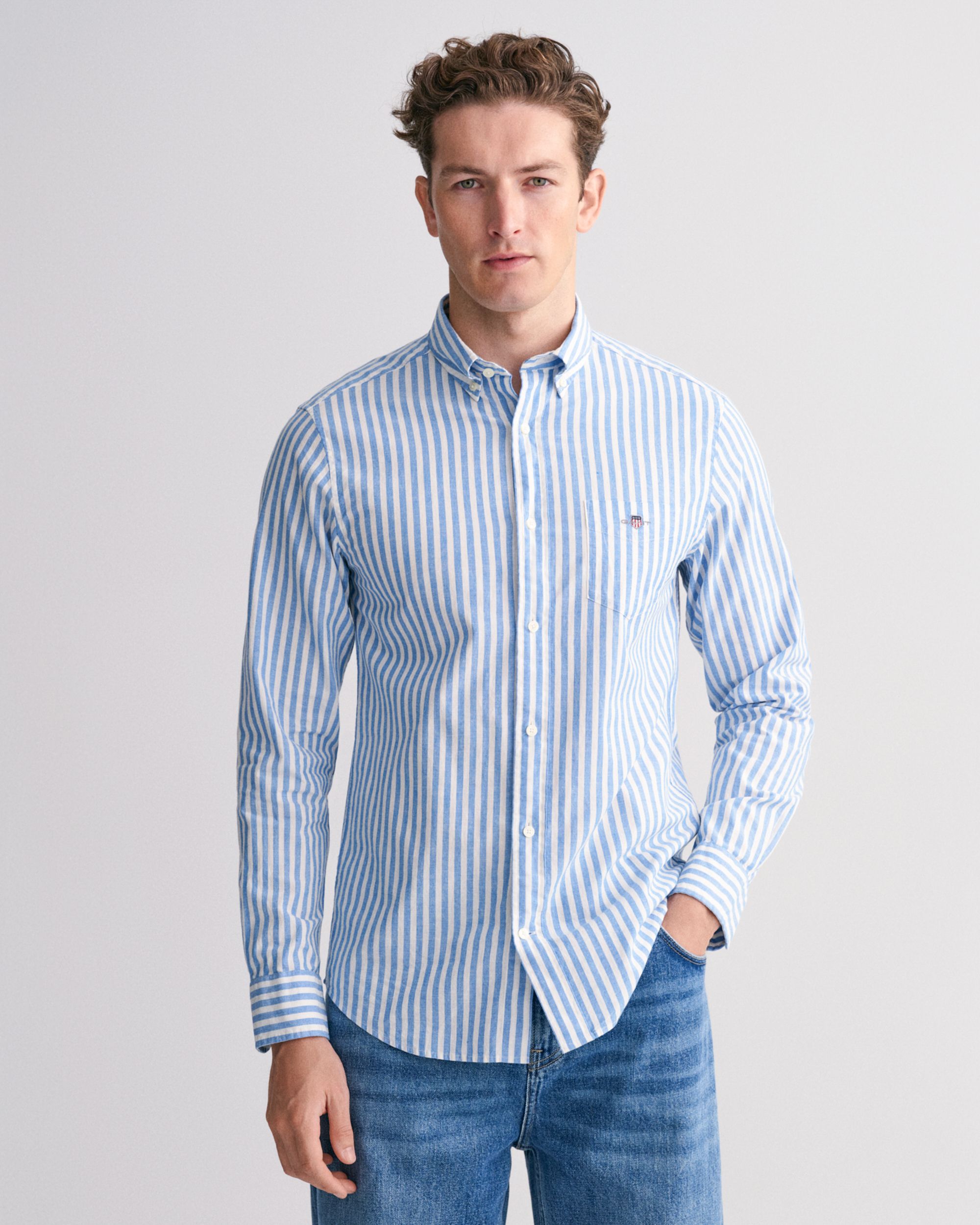 GANT Casual Overhemd LM Blauw streep 083905-001-L