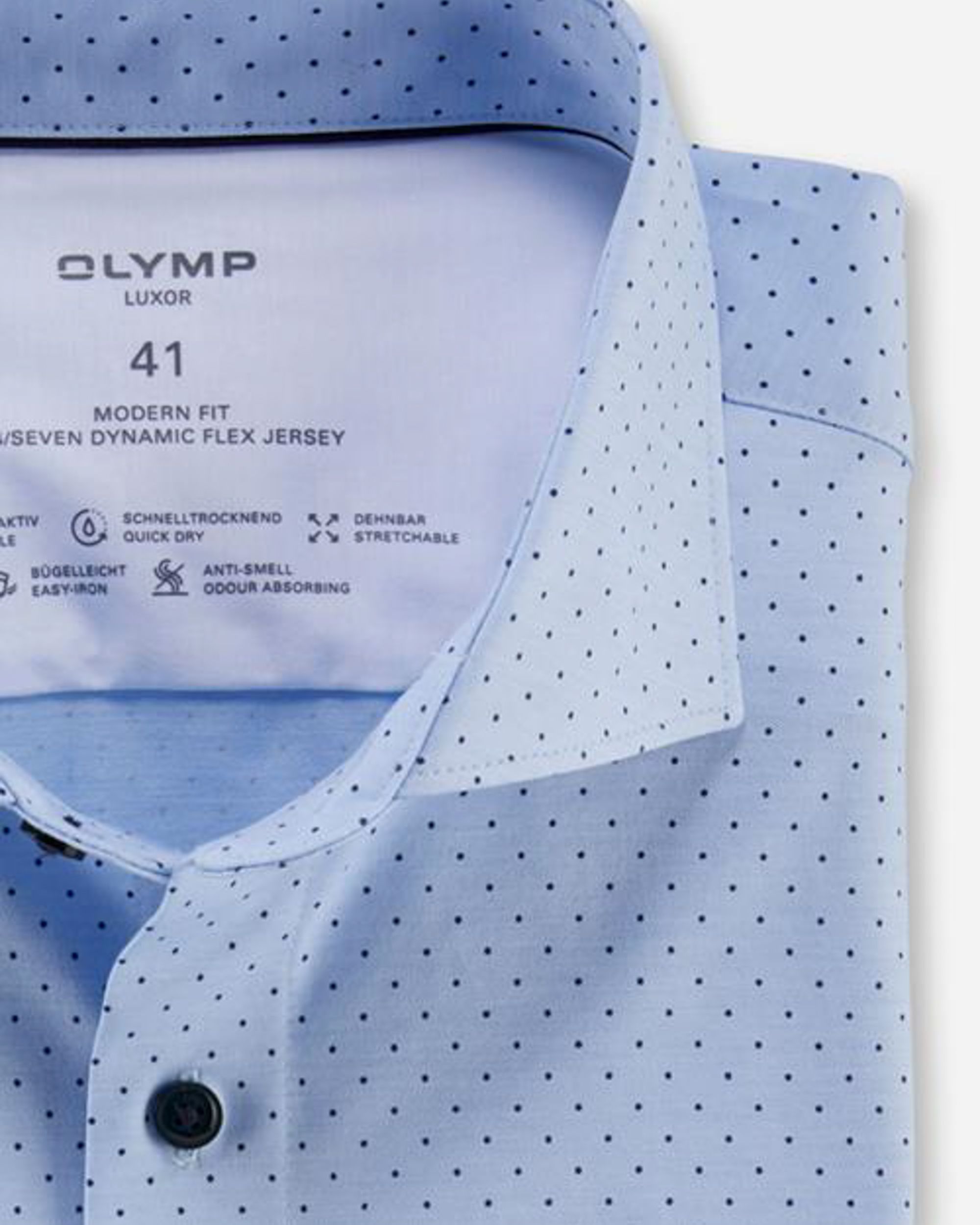OLYMP Luxor 24/7 Modern fit Overhemd LM Blauw 084273-001-47