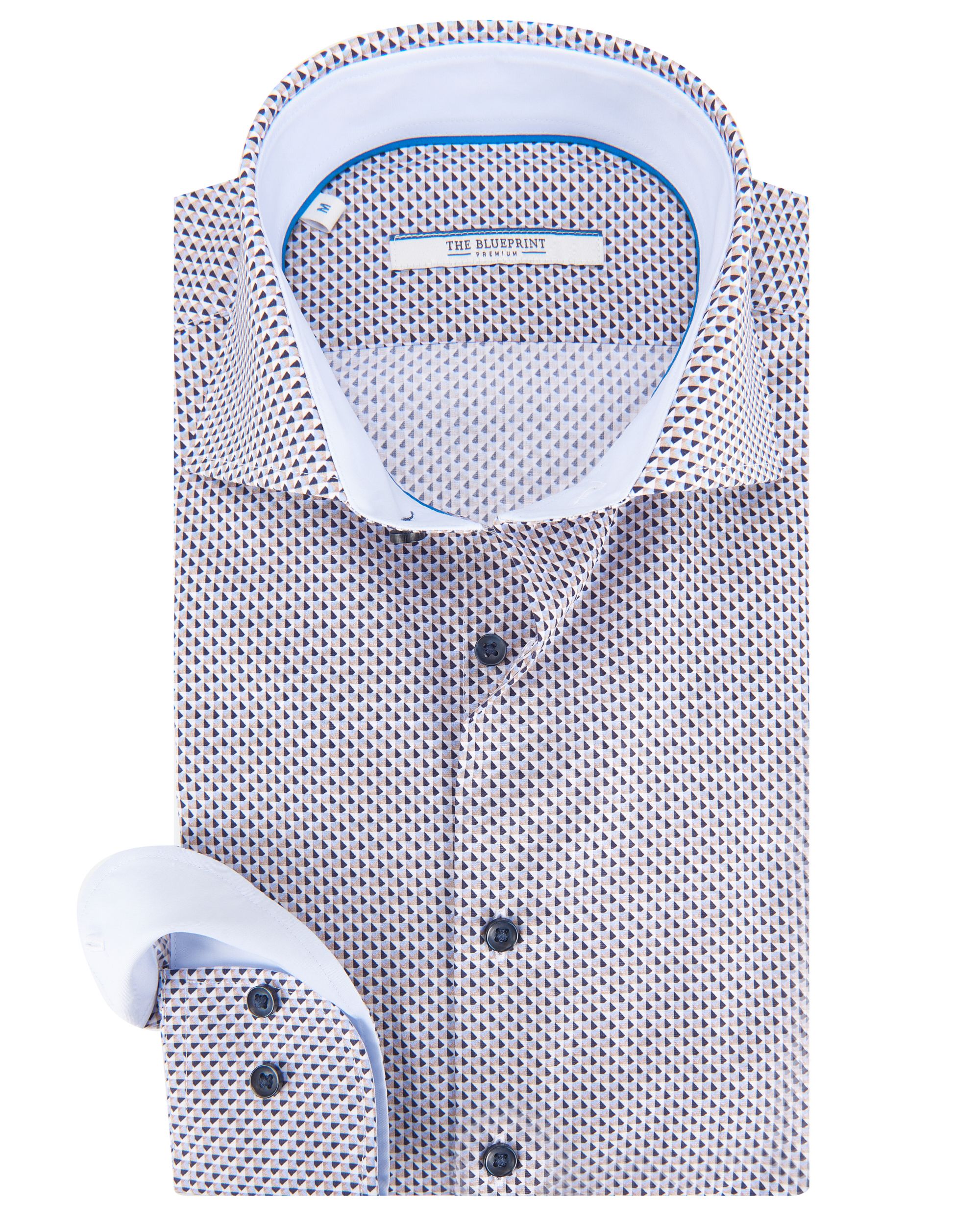 The BLUEPRINT Premium Trendy overhemd LM Beige dessin 084476-001-L