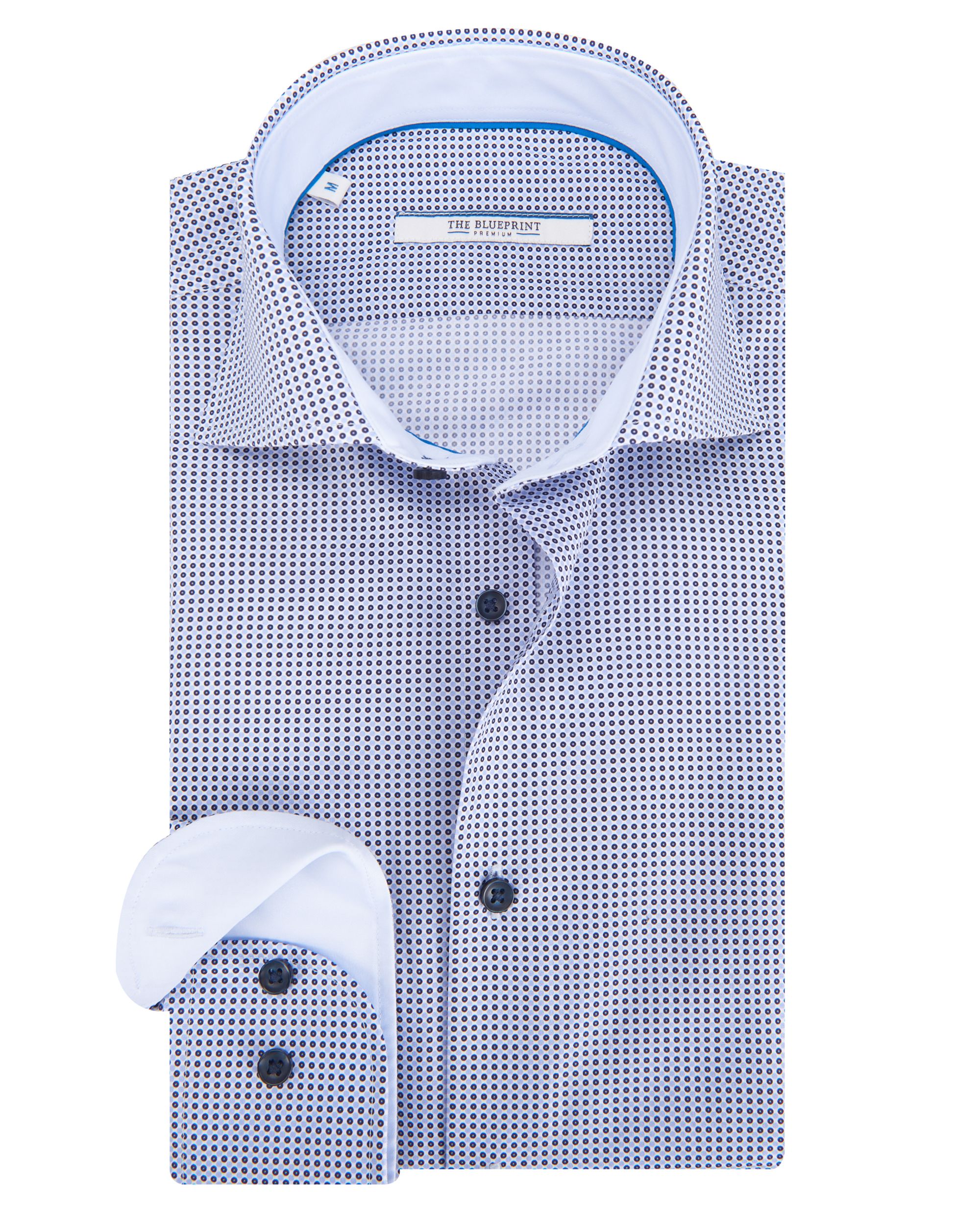The BLUEPRINT Premium Trendy overhemd LM Blauw dessin 084481-001-L