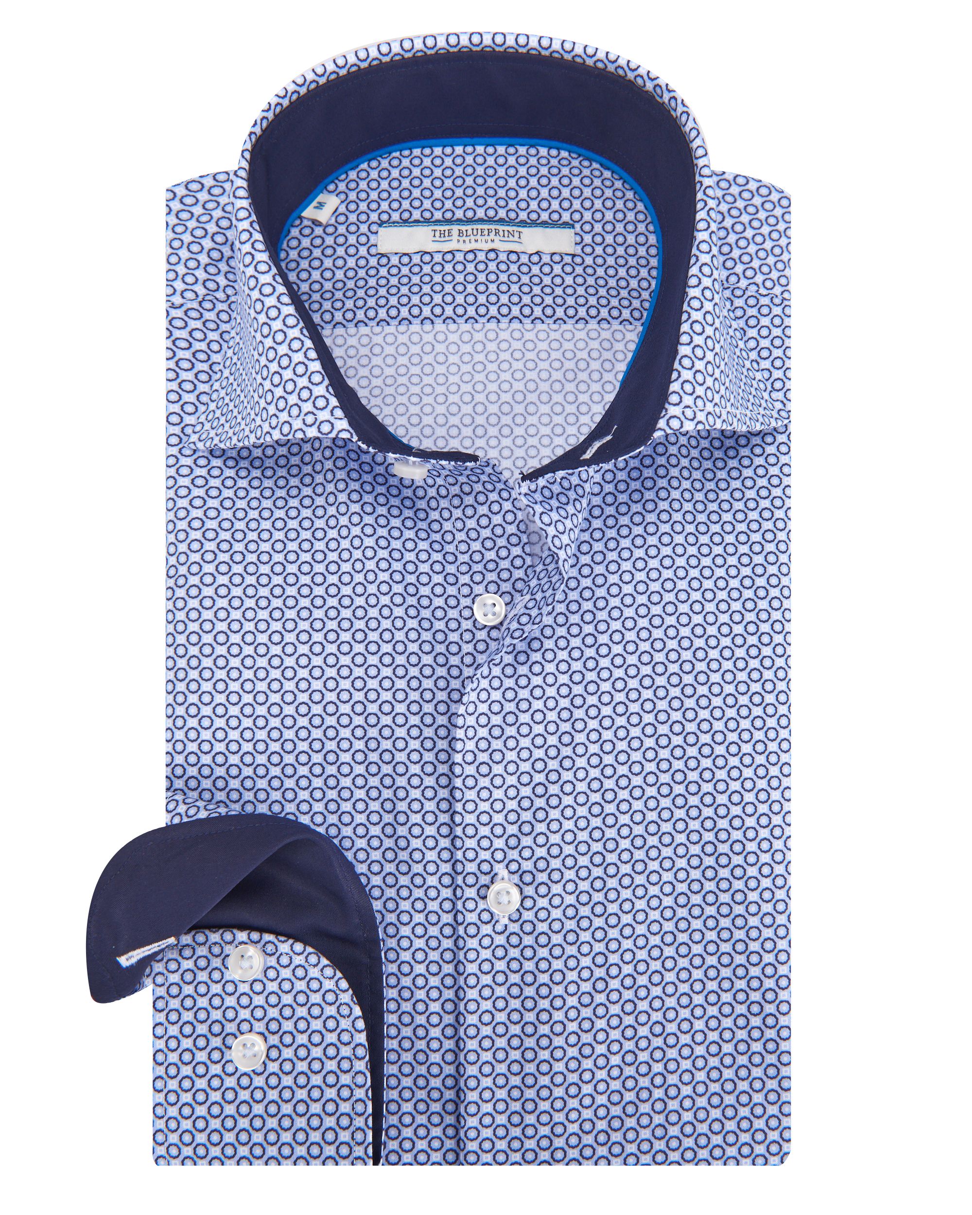 The BLUEPRINT Premium Trendy overhemd LM Blauw dessin 084482-001-L