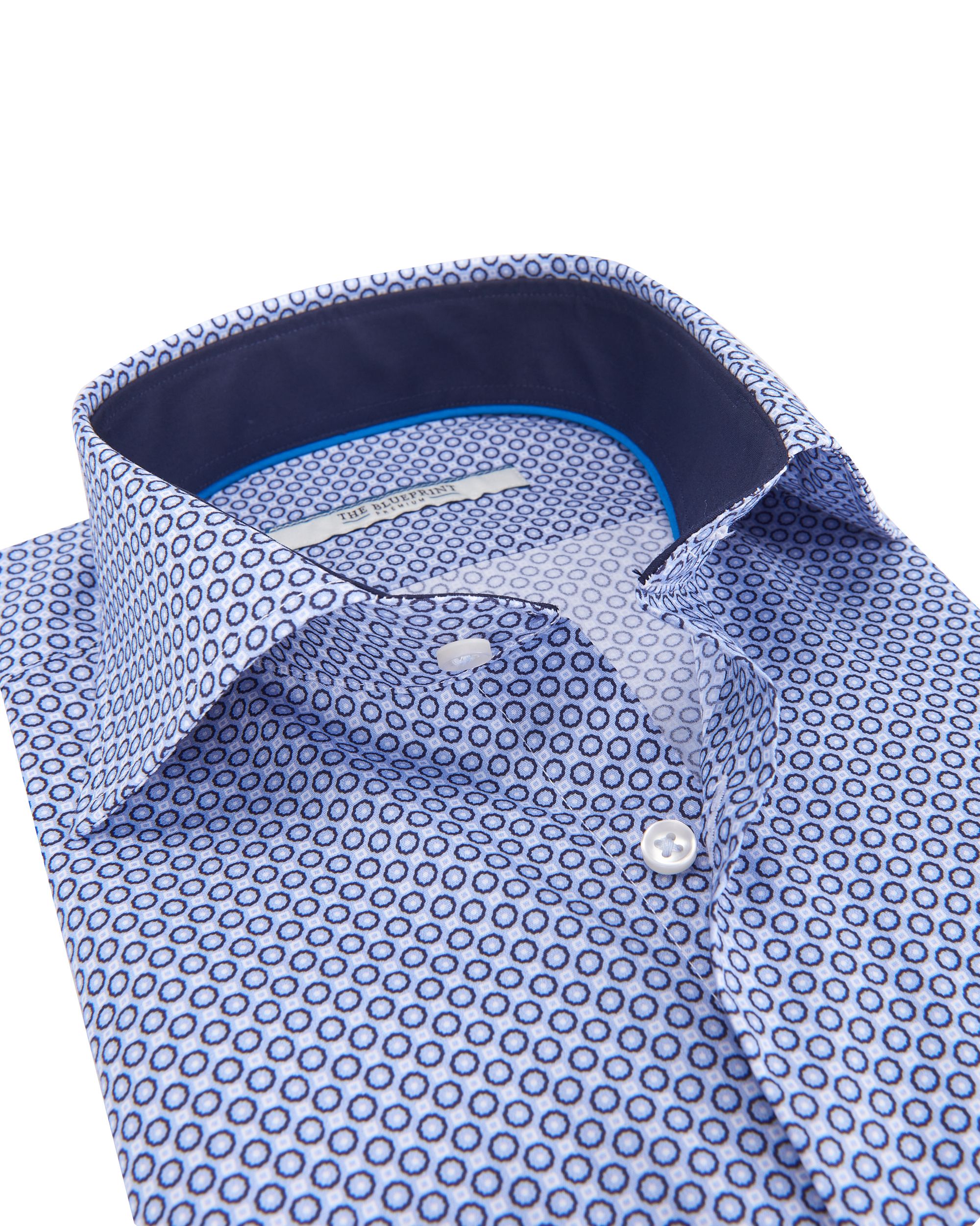 The BLUEPRINT Premium Trendy overhemd LM Blauw dessin 084482-001-L