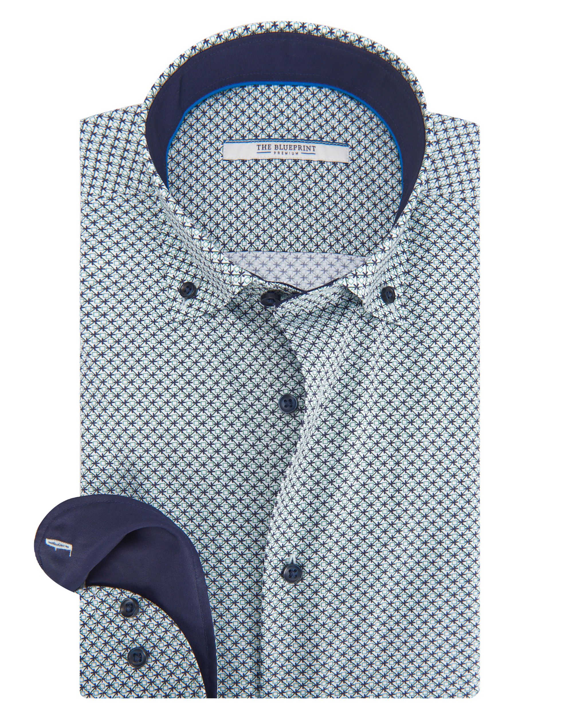 The BLUEPRINT Premium Trendy overhemd LM Groen dessin 084483-001-L