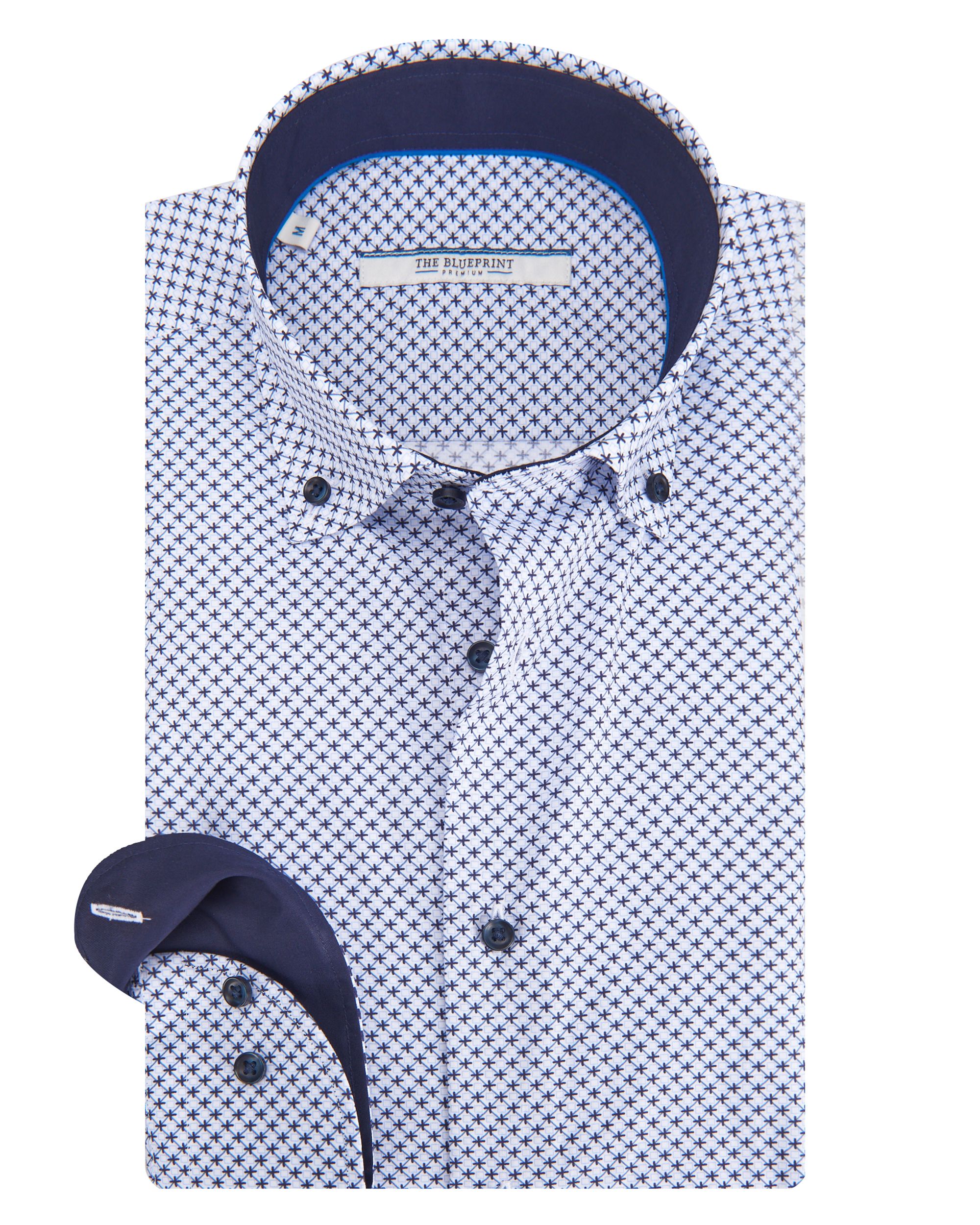 The BLUEPRINT Premium Trendy overhemd LM Blauw dessin 084484-001-L