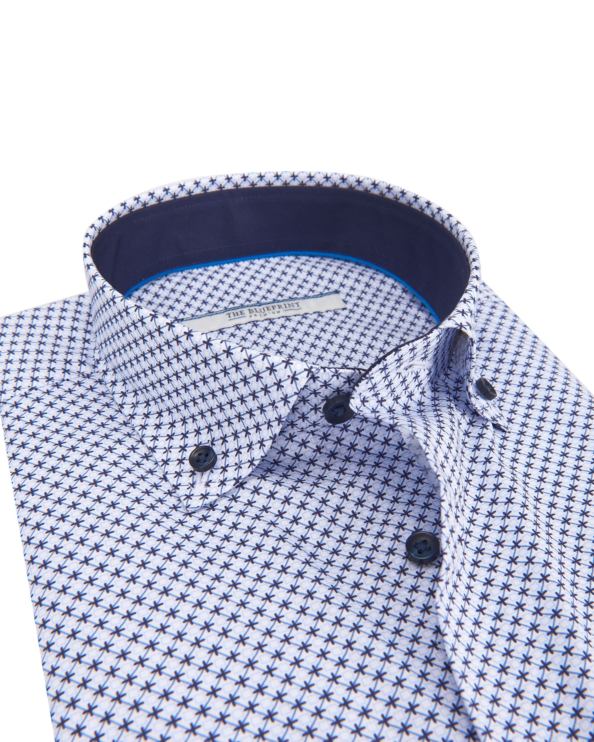 The BLUEPRINT Premium Trendy overhemd LM Blauw dessin 084484-001-L