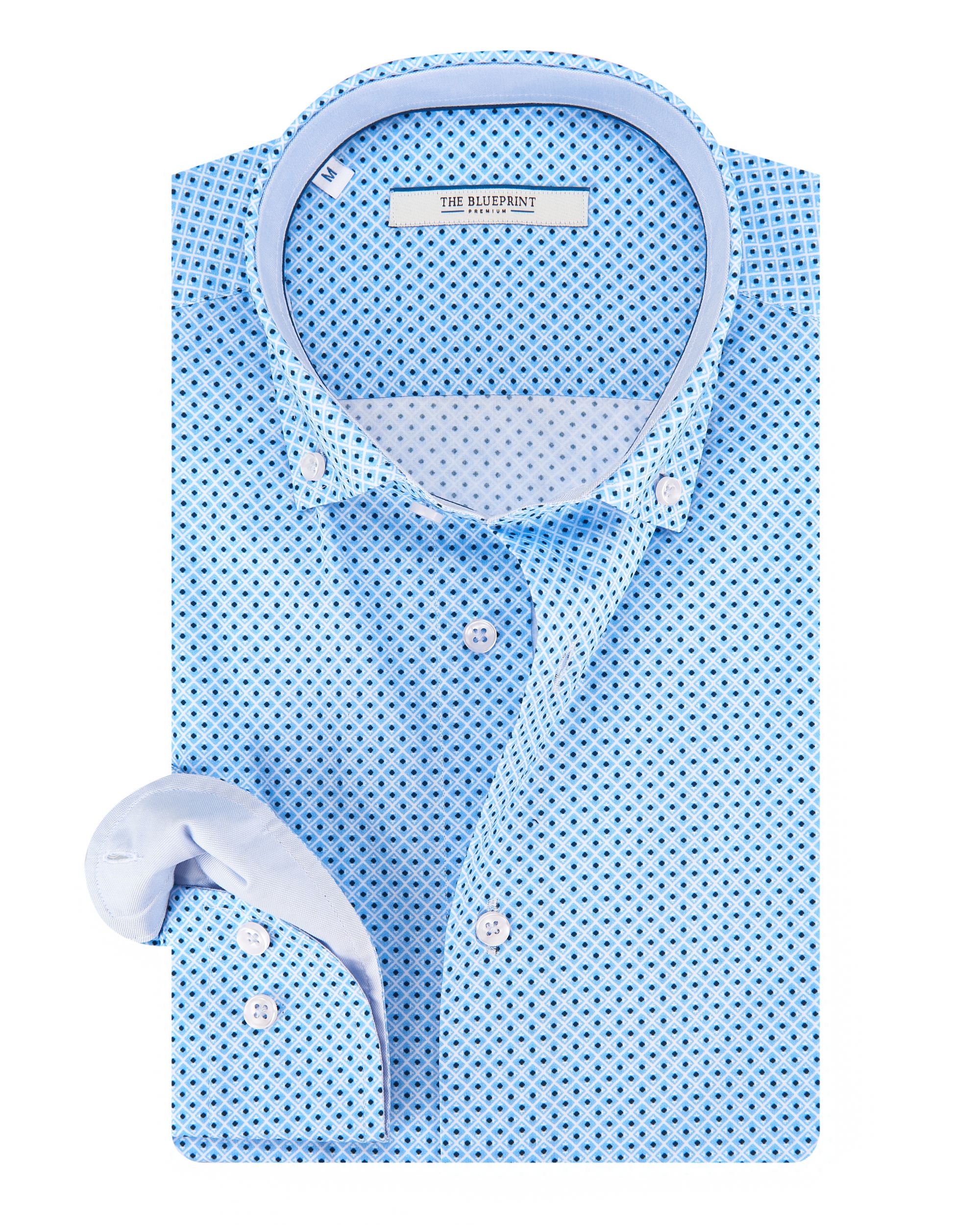 The BLUEPRINT Premium Trendy overhemd LM Blauw dessin 084494-001-L