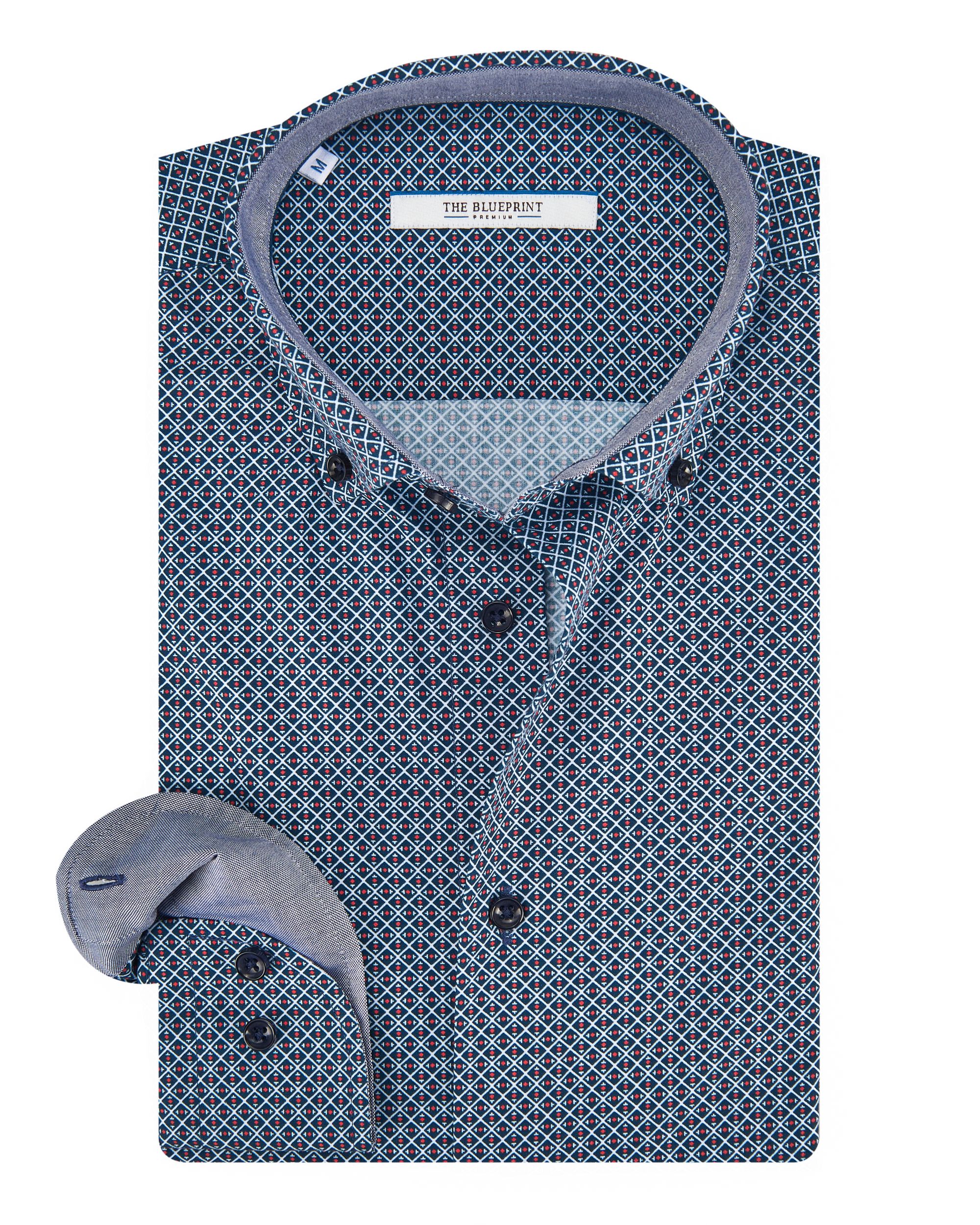 The BLUEPRINT Premium Trendy overhemd LM Blauw dessin 084495-001-L