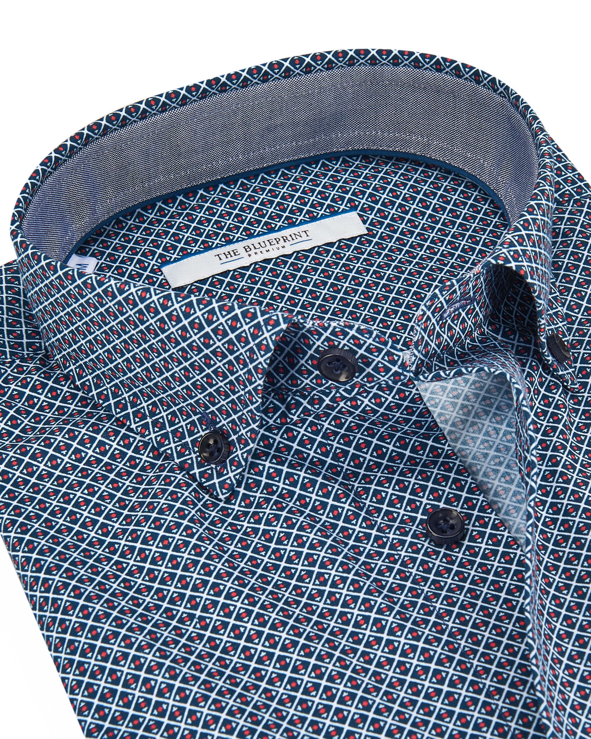 The BLUEPRINT Premium Trendy overhemd LM Blauw dessin 084495-001-L