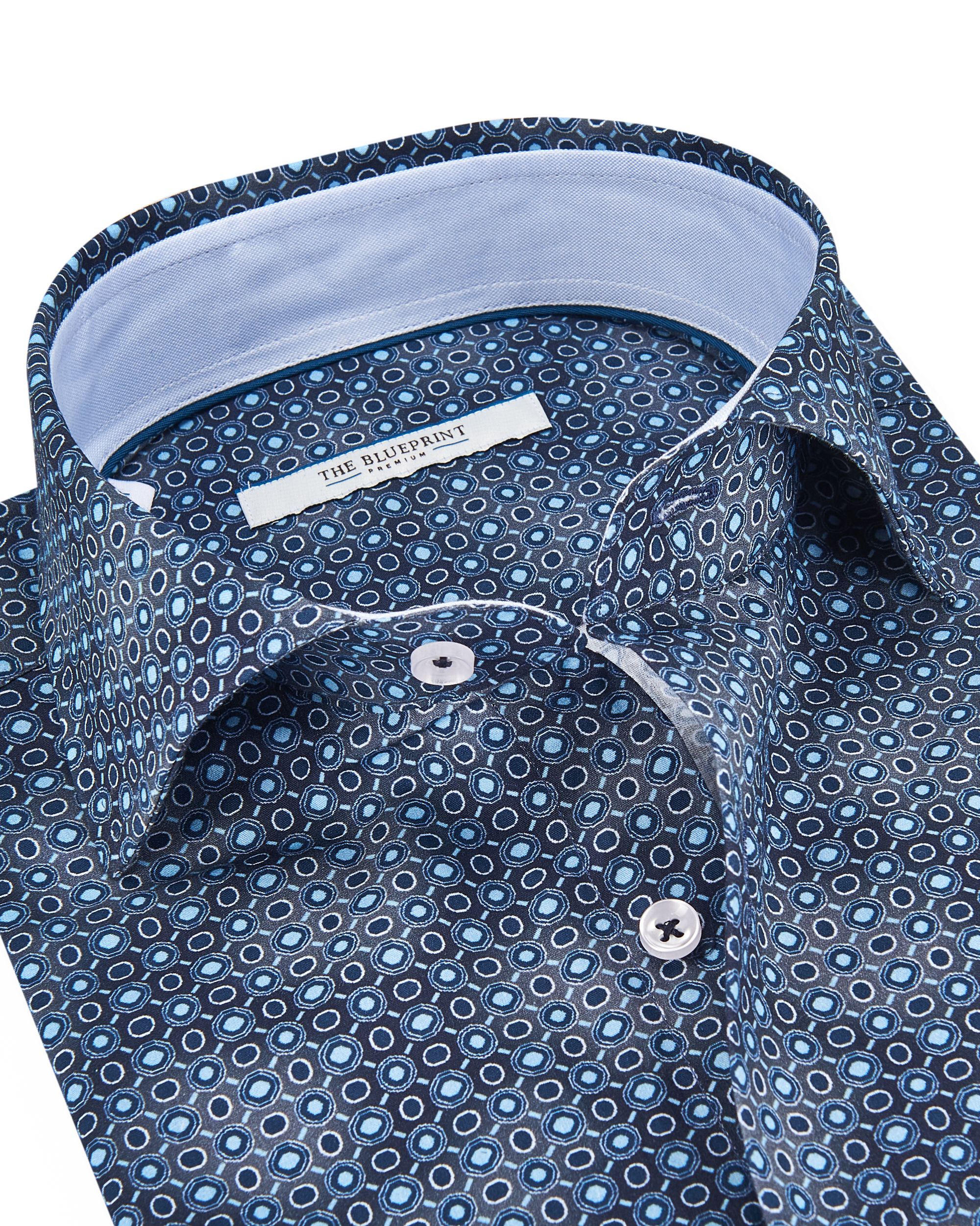The BLUEPRINT Premium Trendy overhemd LM Blauw dessin 084496-001-L