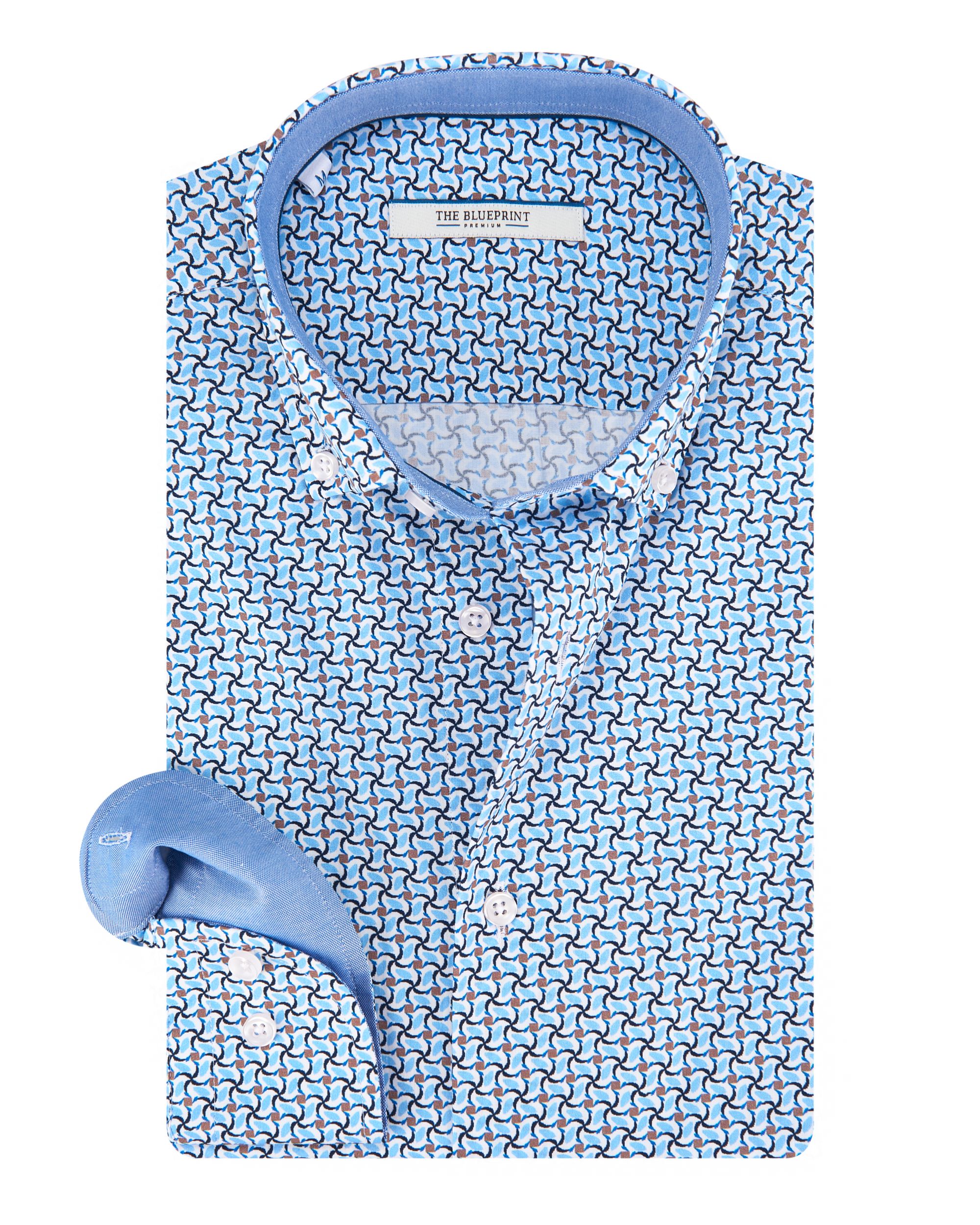 The BLUEPRINT Premium Trendy overhemd LM Blauw dessin 084500-001-L