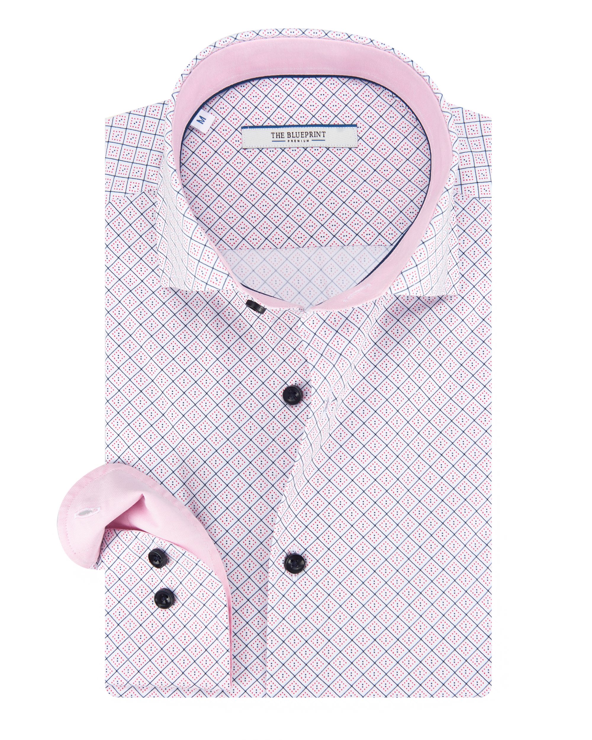 The BLUEPRINT Premium Trendy overhemd LM Lichtrood dessin 084504-001-L