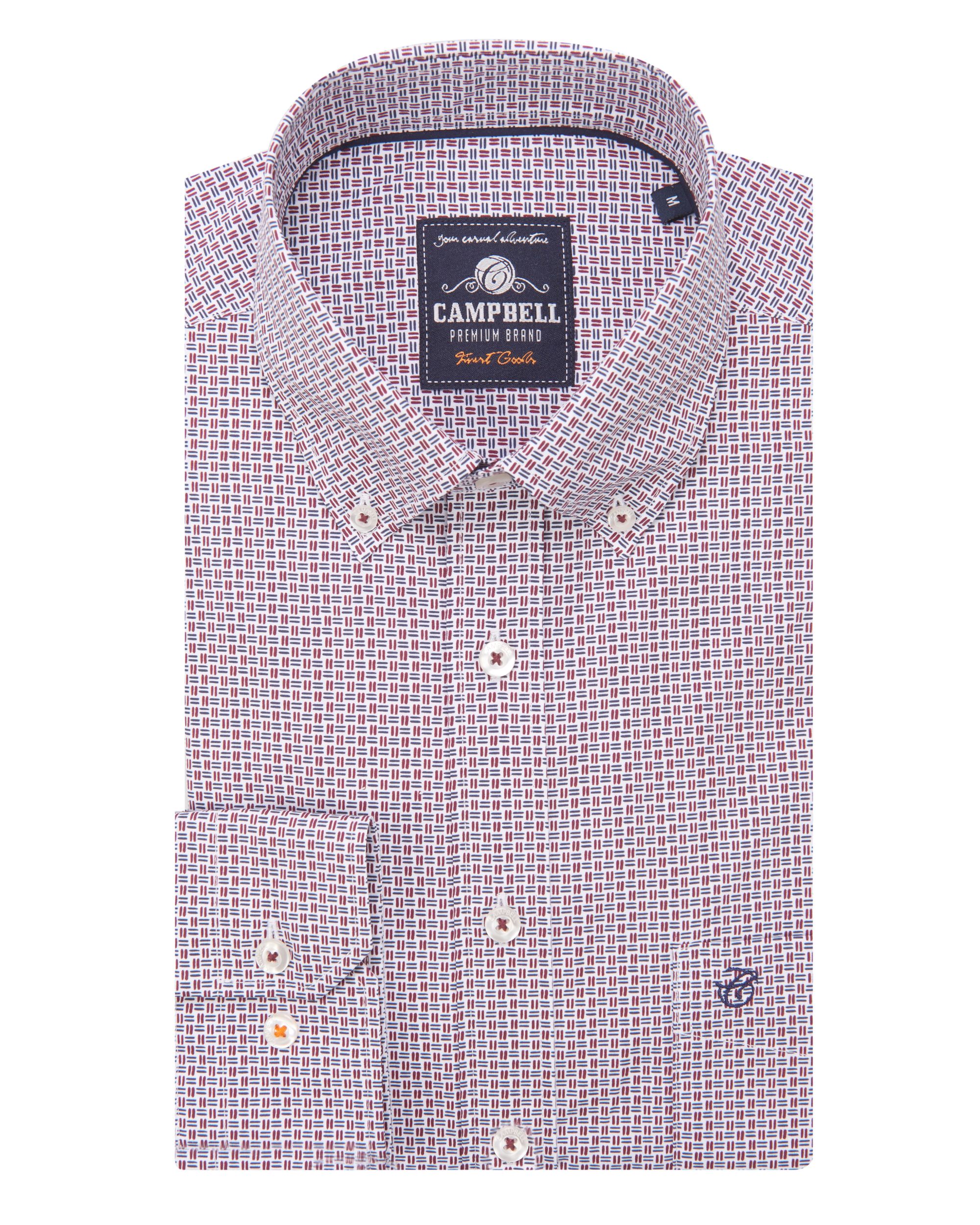 Campbell Classic Casual Overhemd LM Bordeaux dessin 084660-002-L