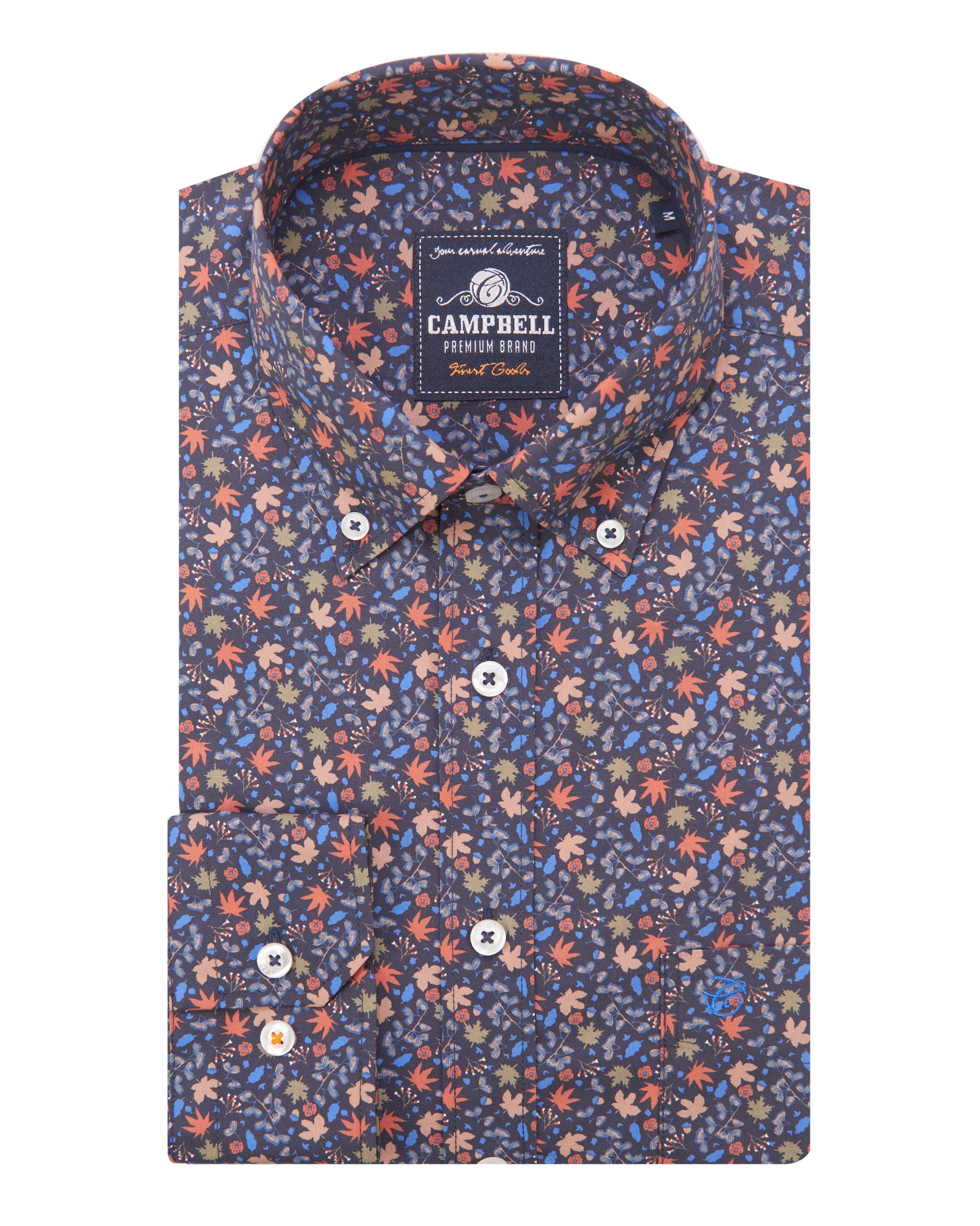 Campbell Classic Casual Overhemd LM Oranje dessin 084661-001-L