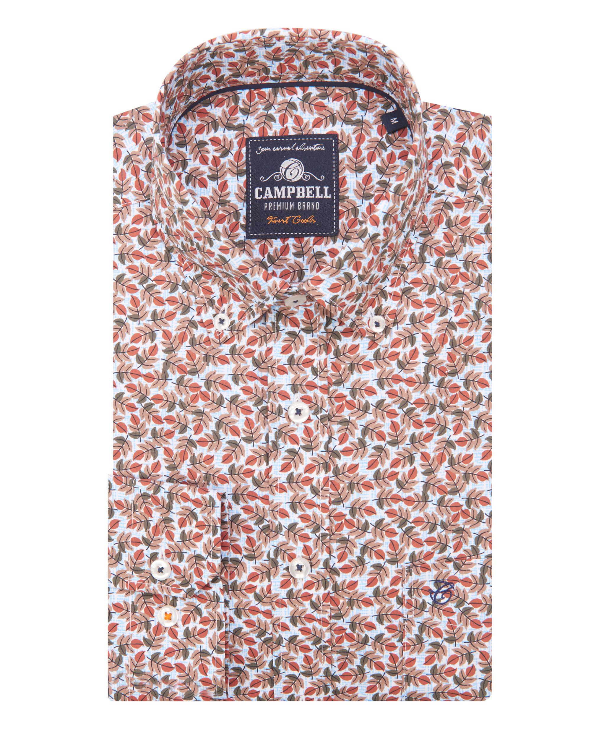 Campbell Casual Overhemd LM Beige dessin 084662-003-L