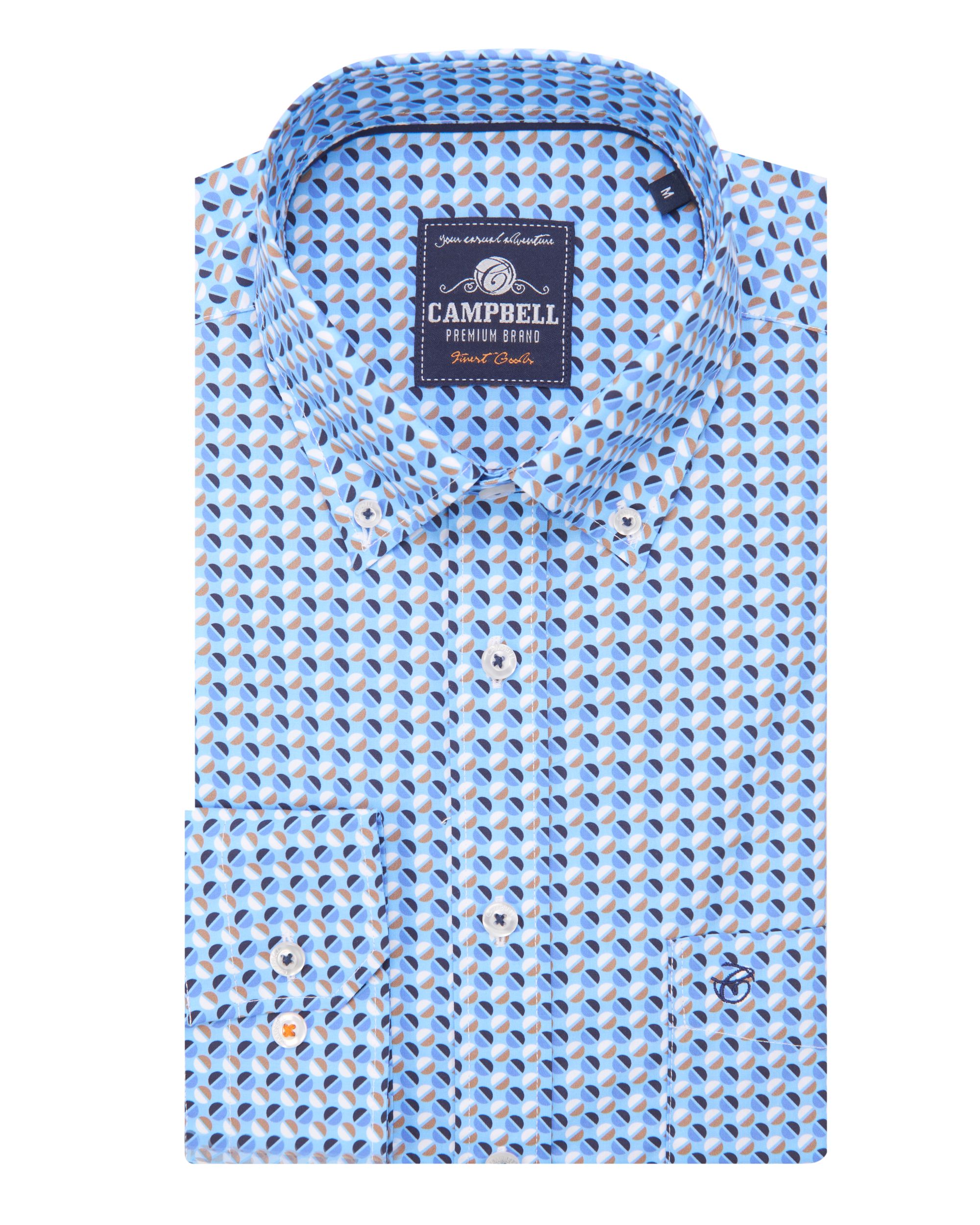 Campbell Classic Casual Overhemd LM Blauw dessin 084664-001-L