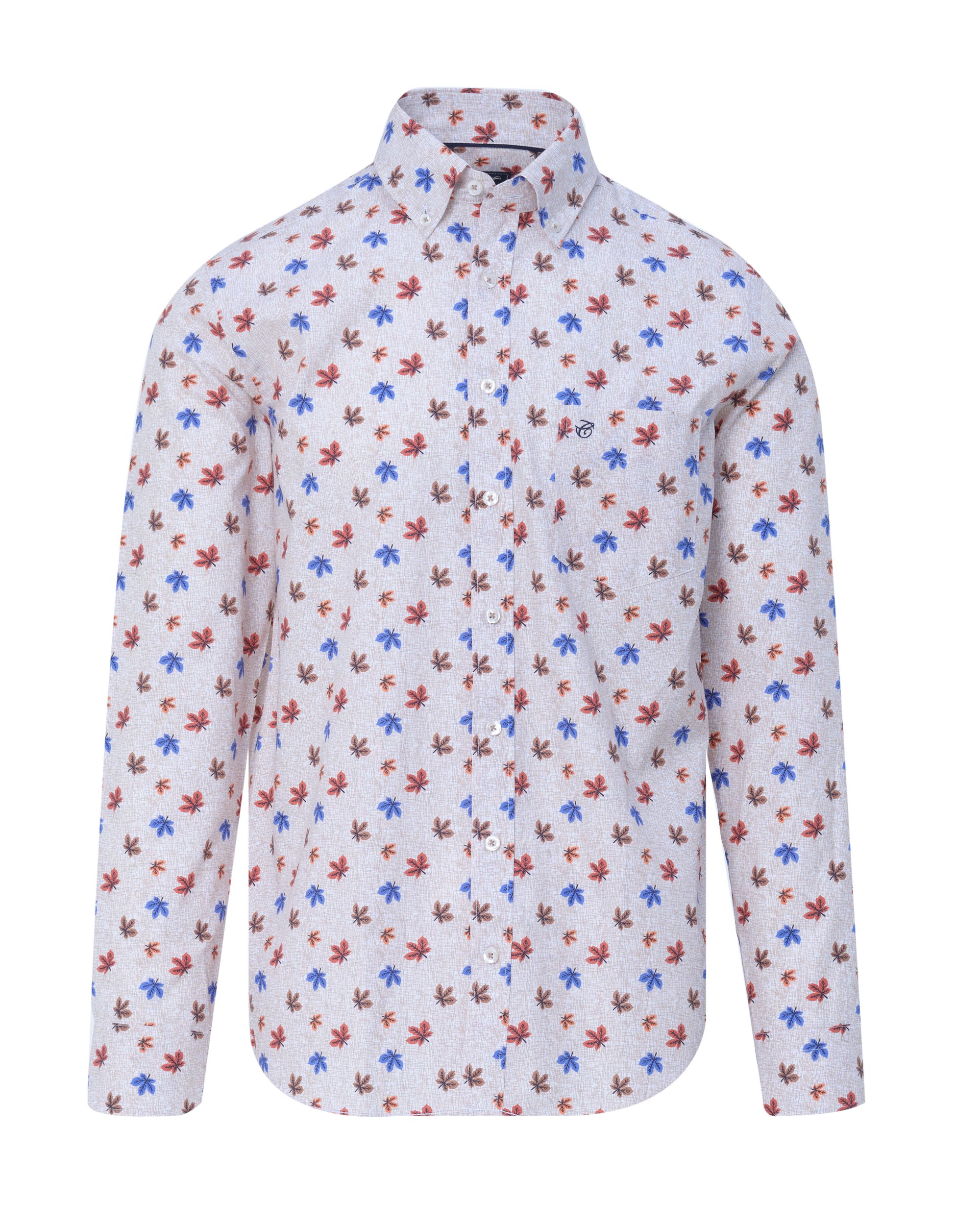 Campbell Casual Overhemd LM Beige dessin 084665-001-L