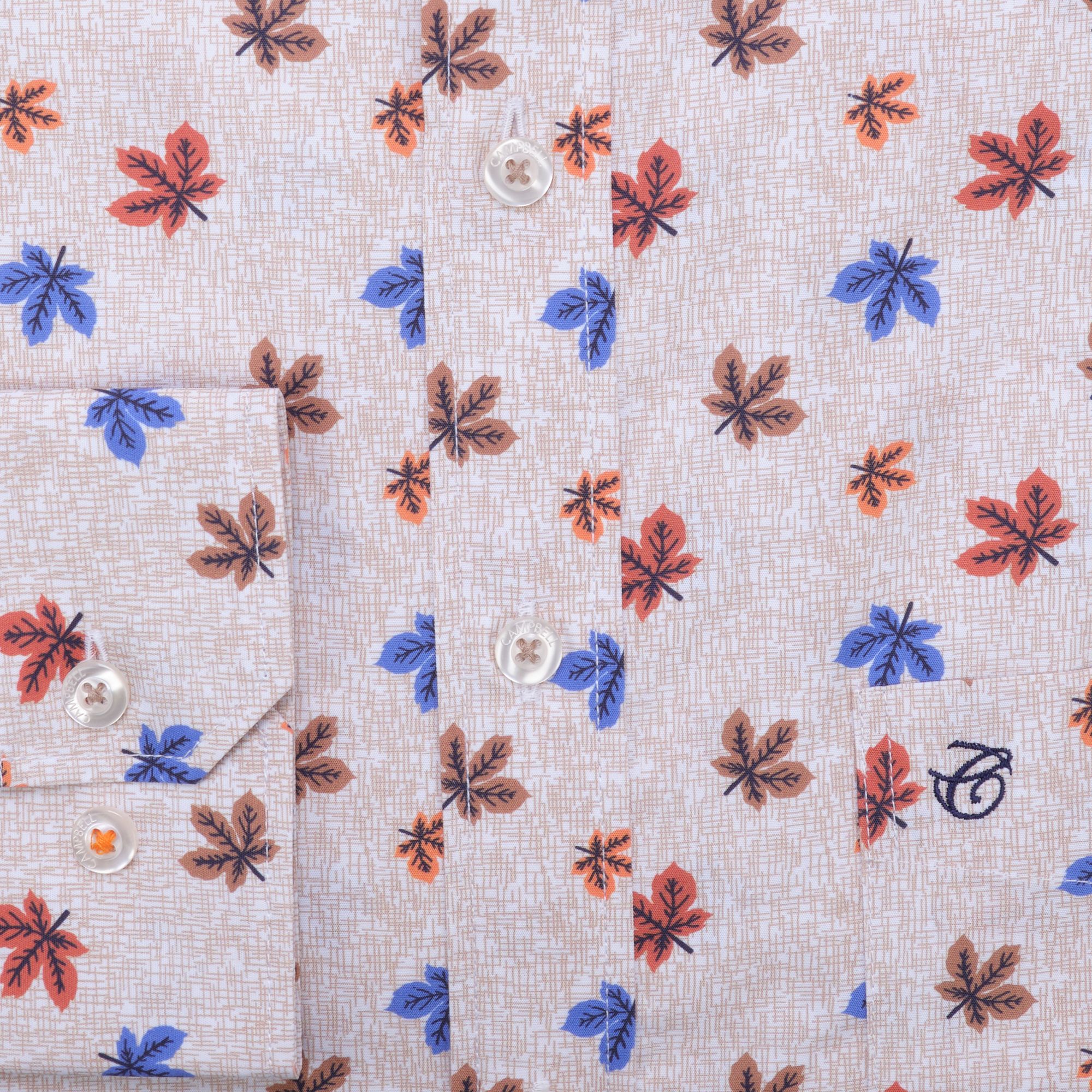 Campbell Casual Overhemd LM Beige dessin 084665-001-L
