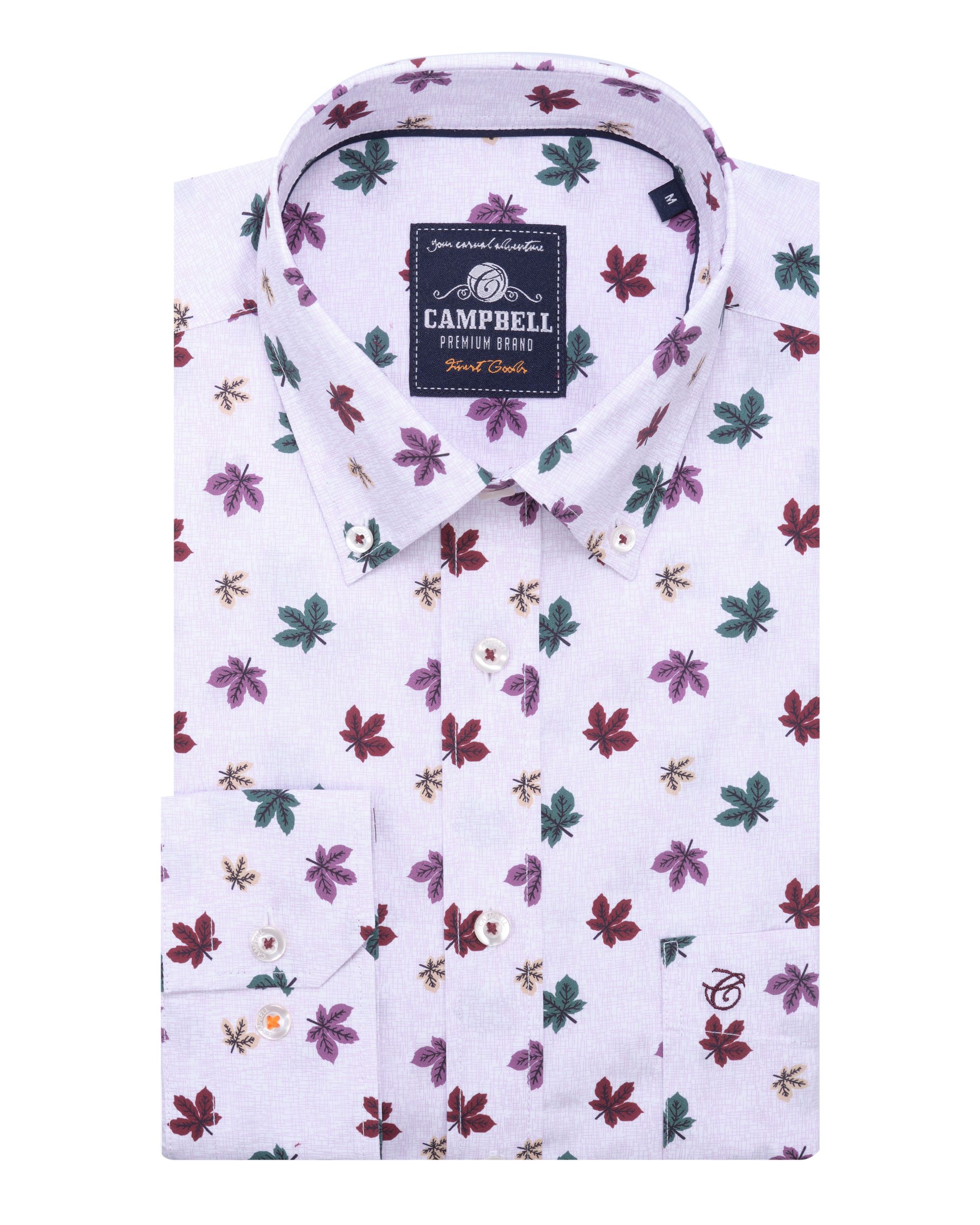 Campbell Classic Casual Overhemd LM Paars dessin 084665-002-L