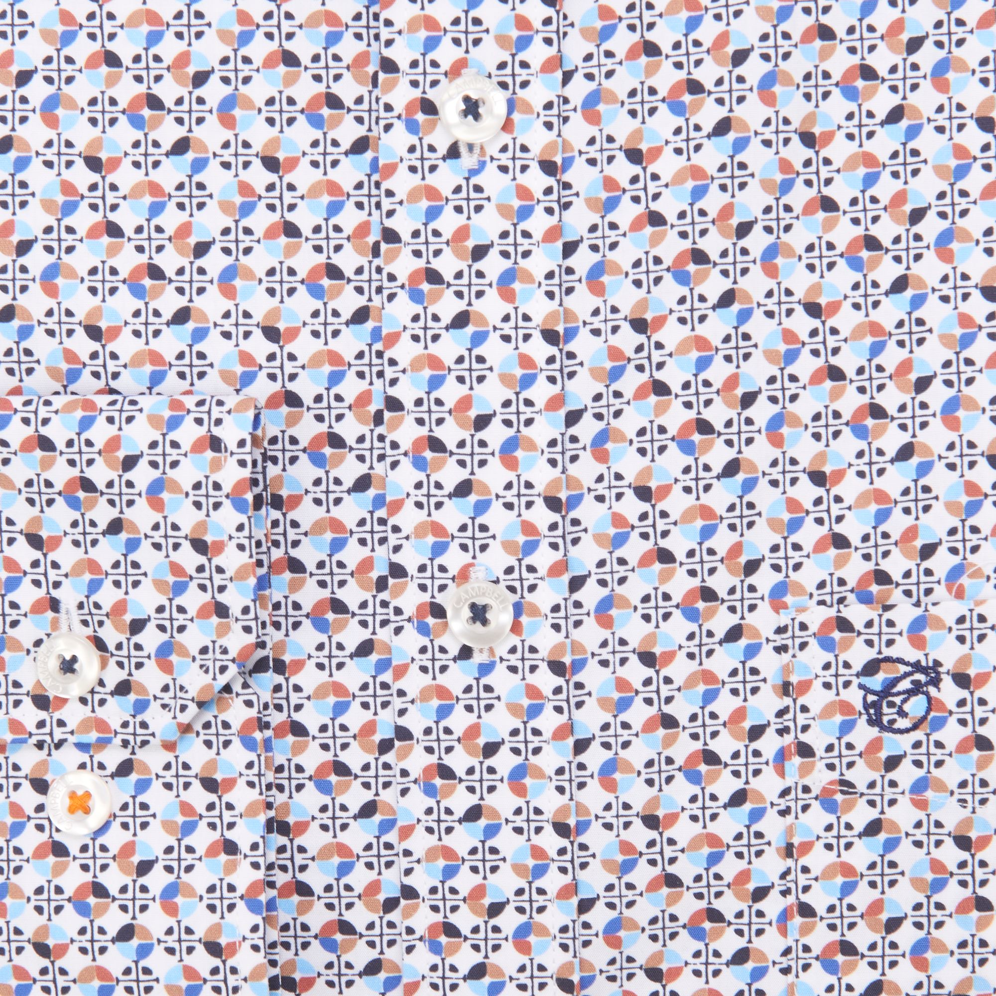 Campbell Casual Overhemd LM Blauw dessin 084666-001-L