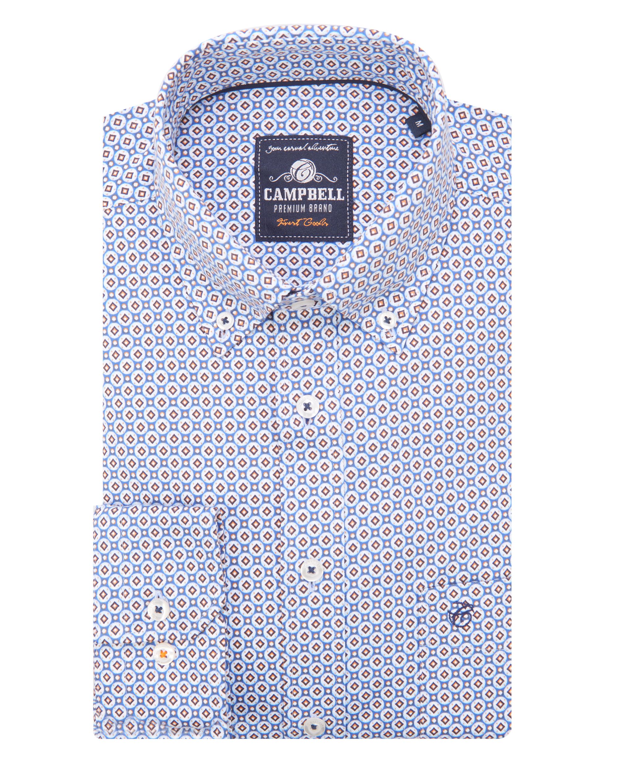 Campbell Classic Casual Overhemd LM Blauw dessin 084667-001-L