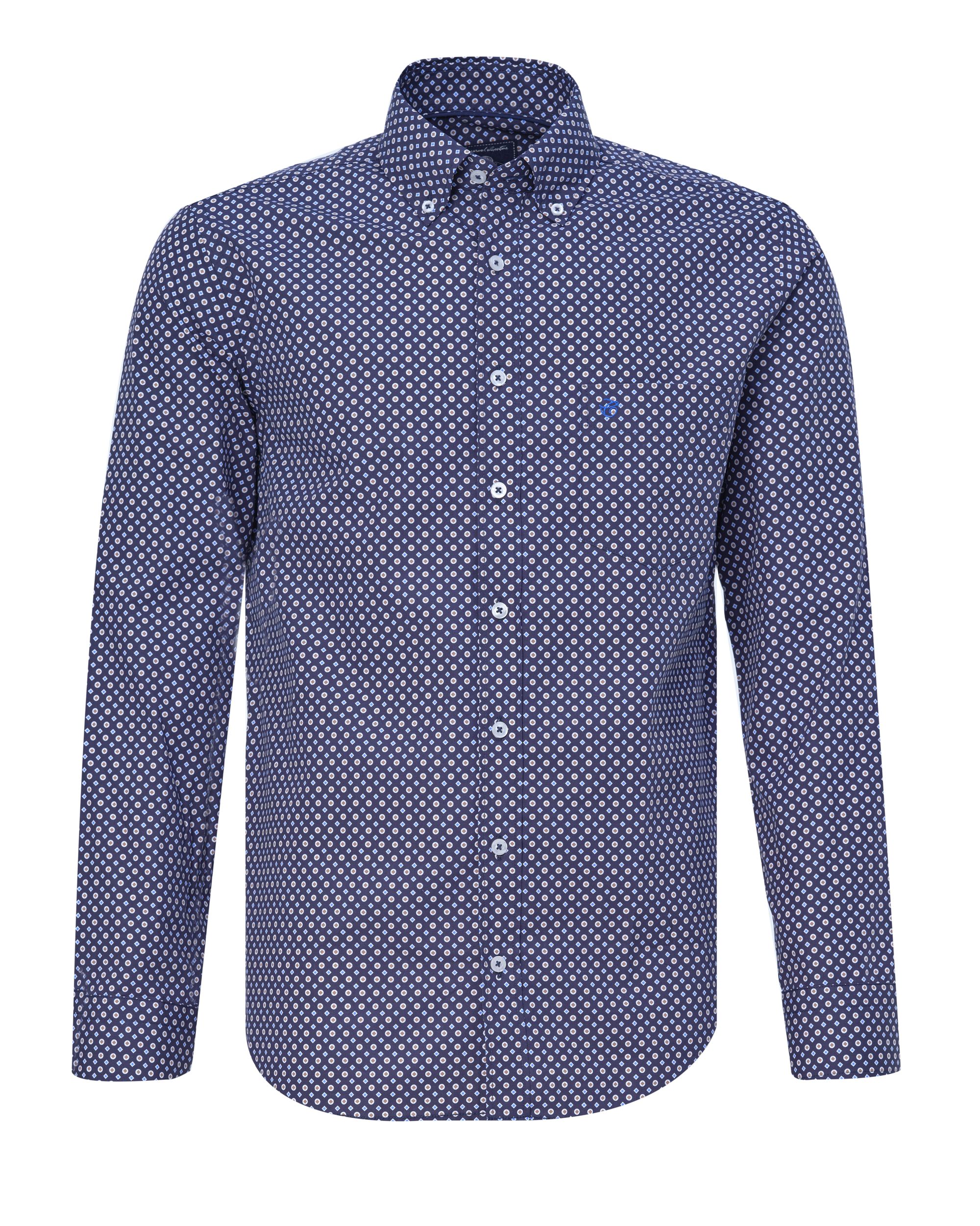 Campbell Casual Overhemd LM Navy dessin 084668-001-L