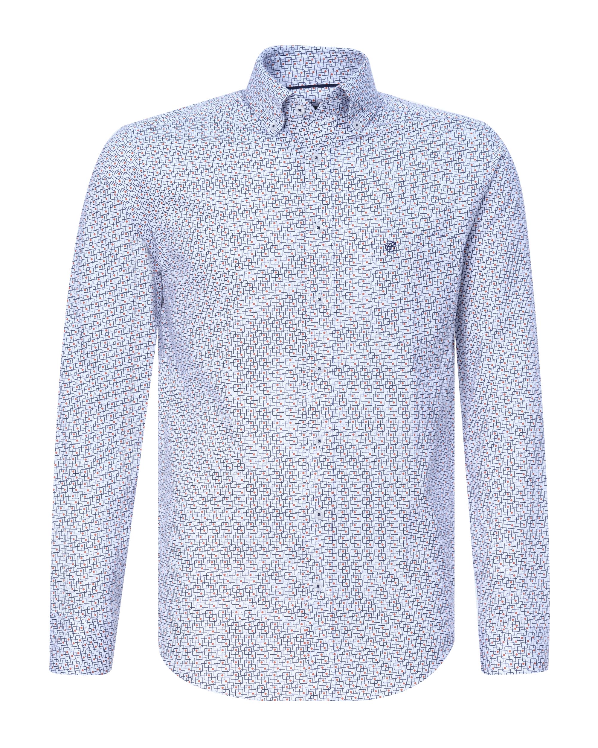 Campbell Casual Overhemd LM Oranje dessin 084669-001-L