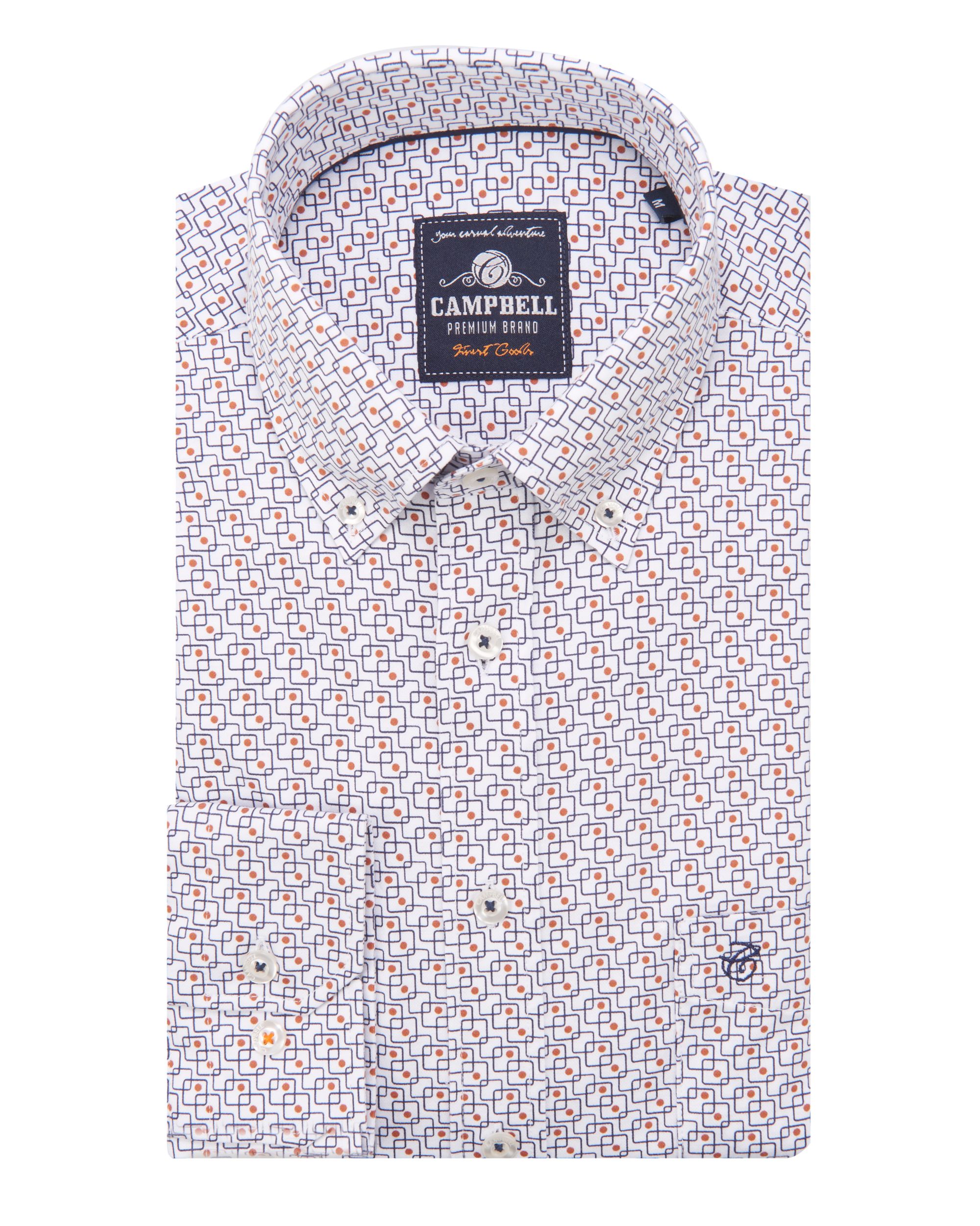 Campbell Classic Casual Overhemd LM Oranje dessin 084669-001-L