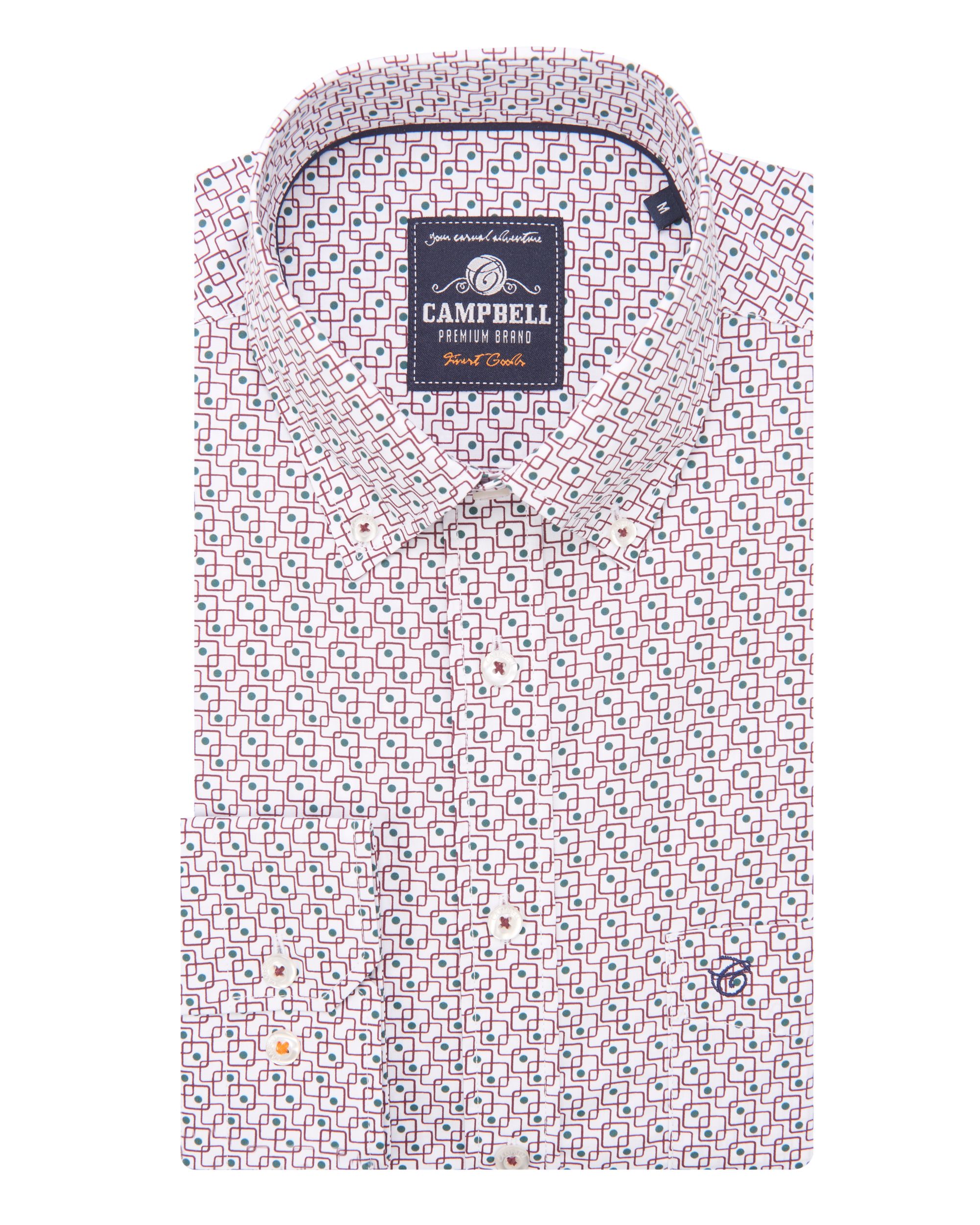 Campbell Classic Casual Overhemd LM Bordeaux dessin 084669-002-L