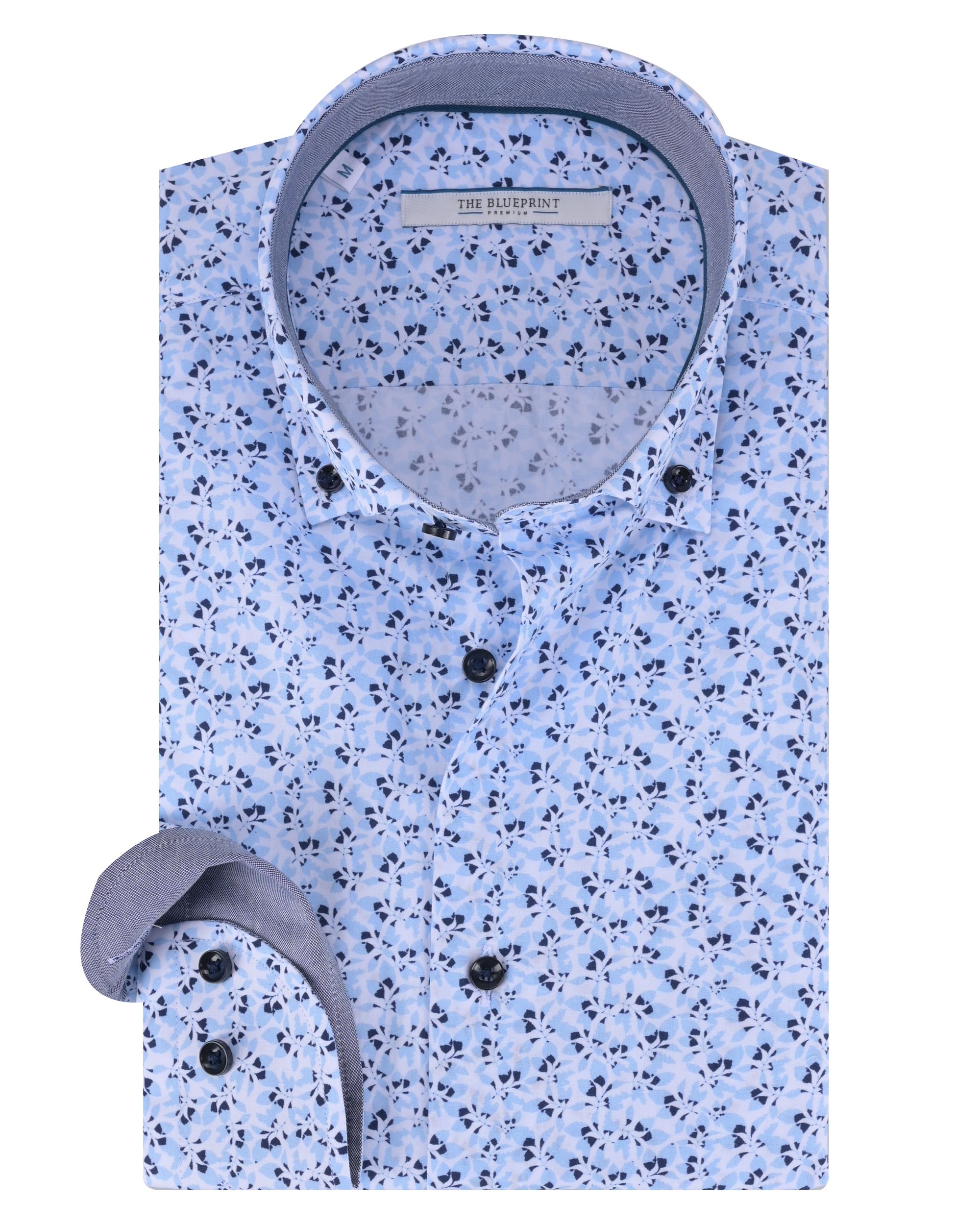 The BLUEPRINT Premium Trendy overhemd LM Blauw dessin 084834-001-L