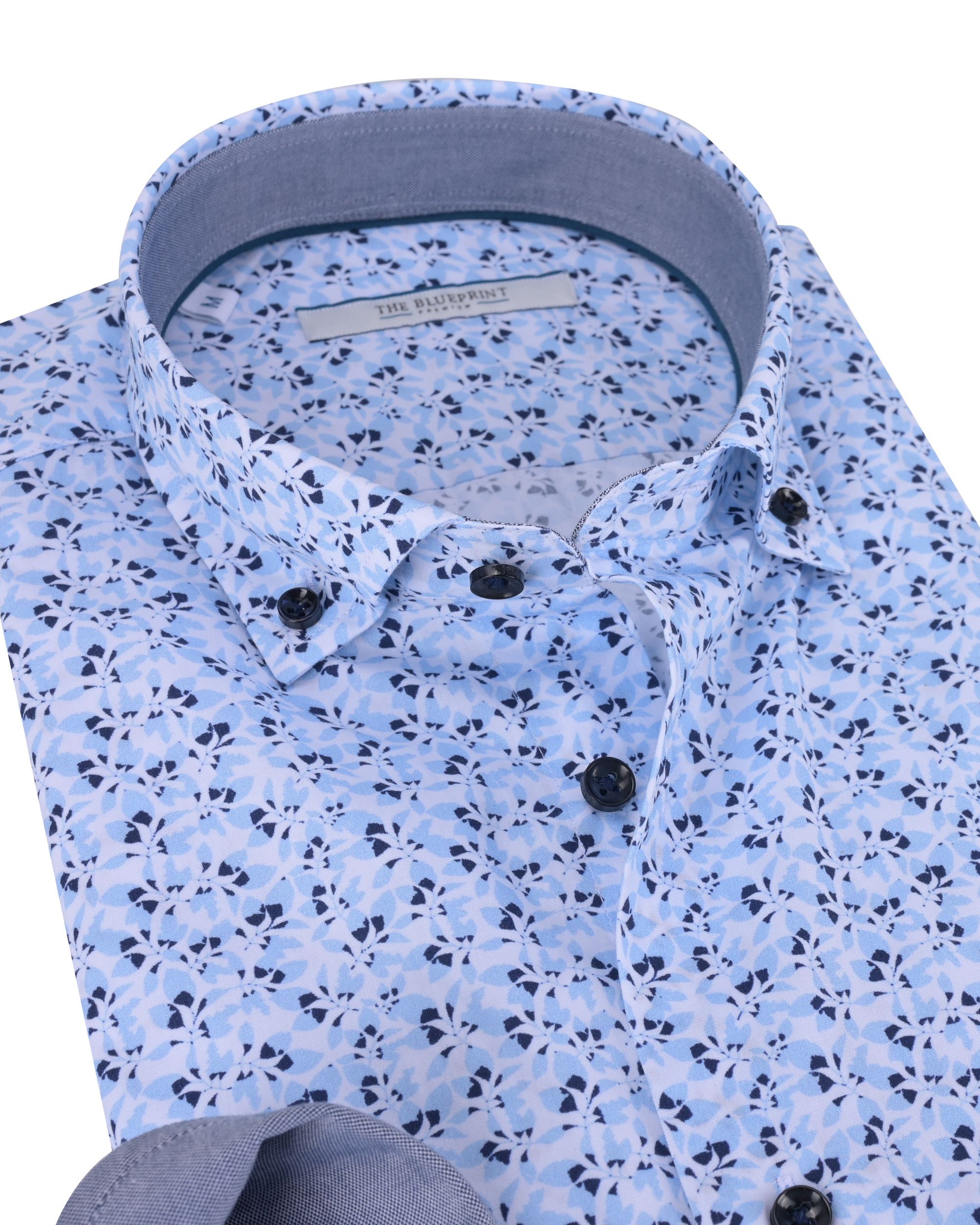The BLUEPRINT Premium Trendy overhemd LM Blauw dessin 084834-001-L