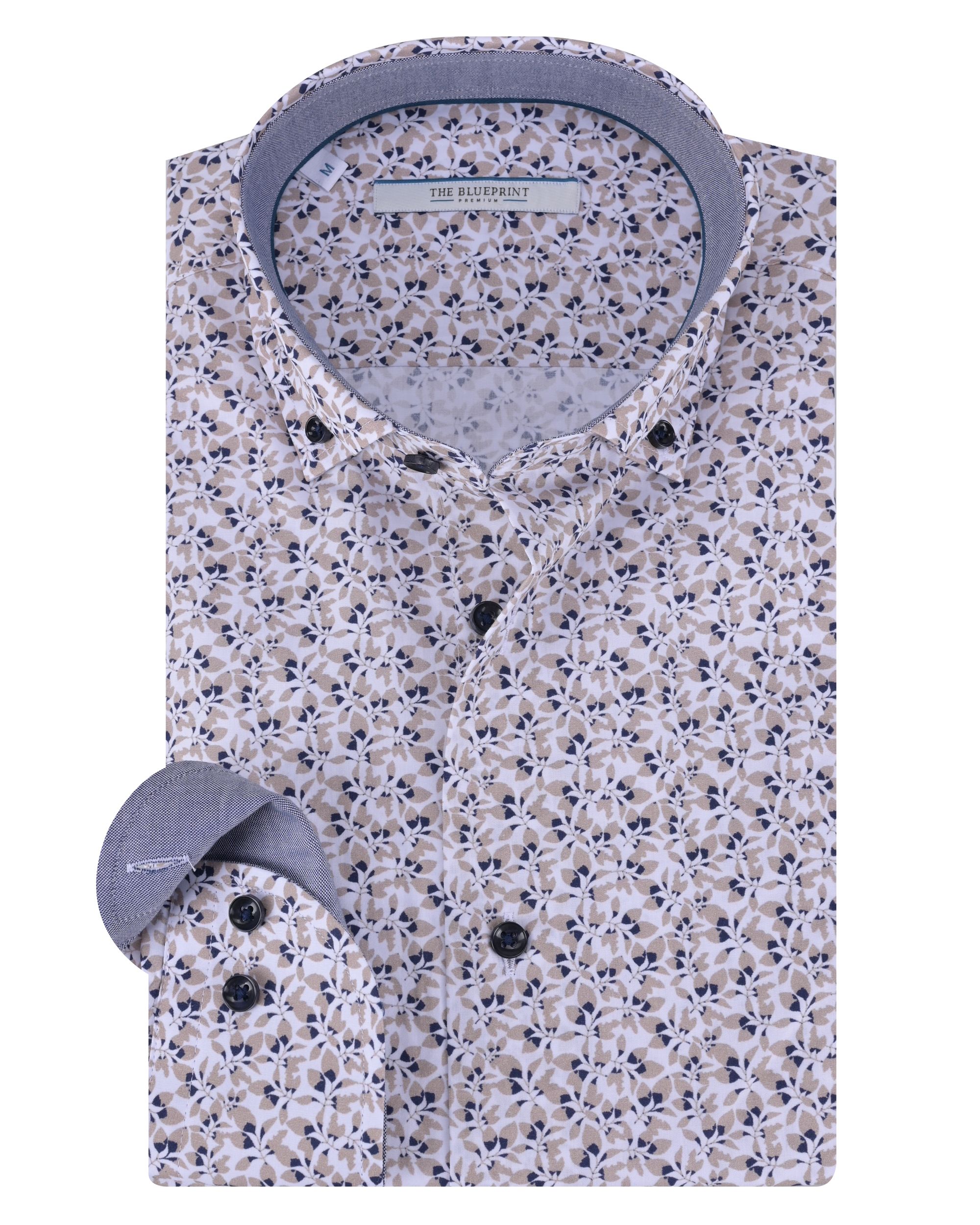 The BLUEPRINT Premium Trendy overhemd LM Beige dessin 084841-001-L