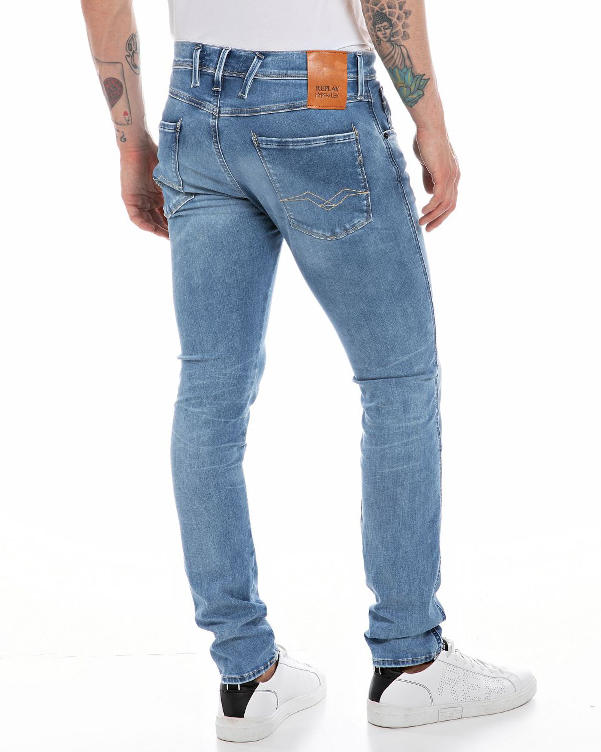Replay Anbass Broken & Repaired Jeans Blauw 086063-001-28/32