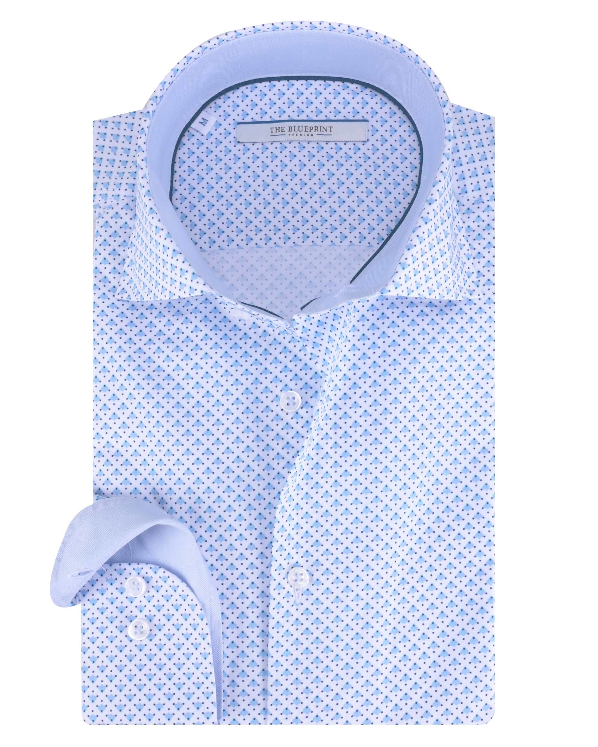 The Blueprint Premium - Trendy overhemd LM Blauw dessin 086635-001-L