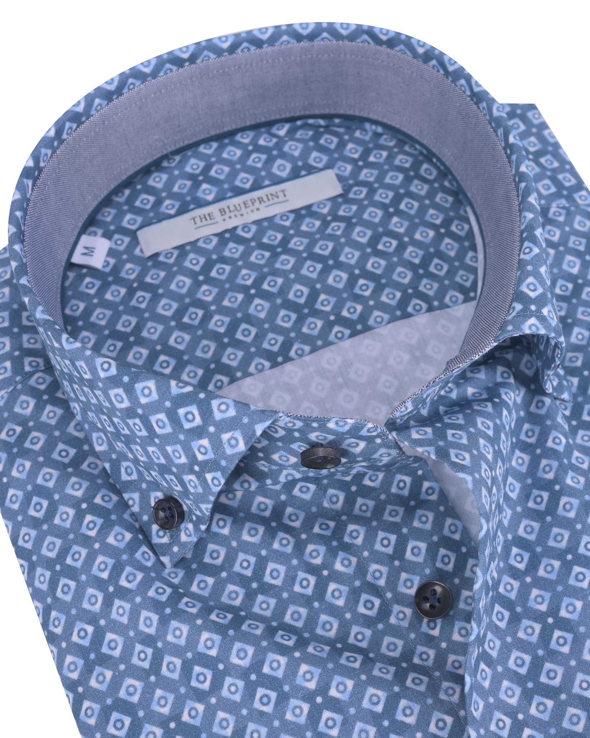 The Blueprint Premium - Trendy overhemd LM Blauw dessin 086636-001-L