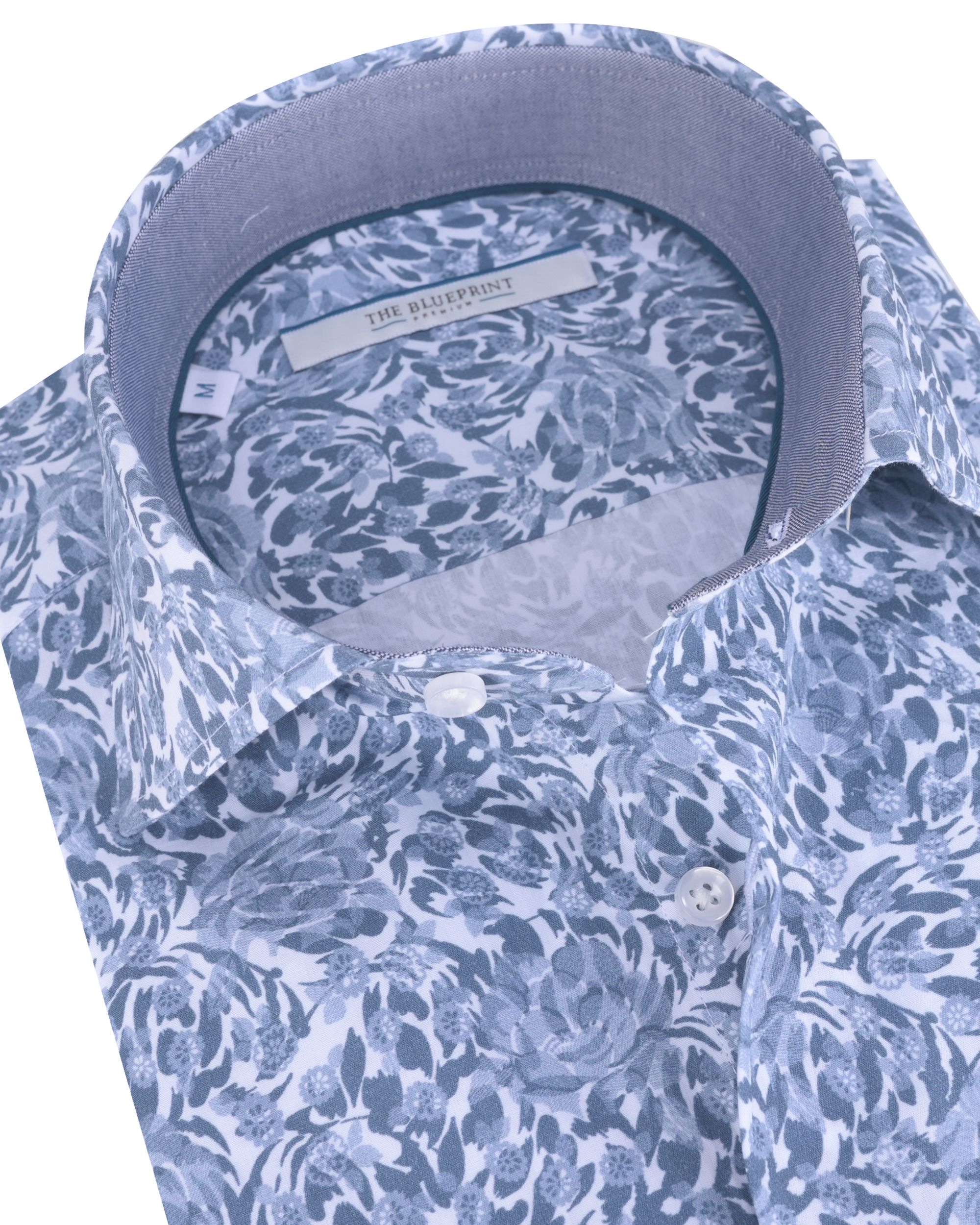 The Blueprint Premium - Trendy overhemd LM Blauw dessin 086639-001-L