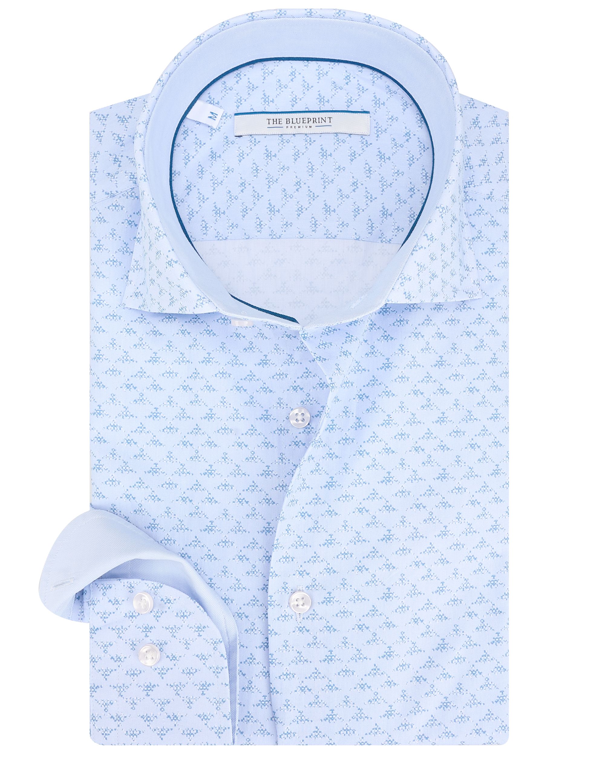 The BLUEPRINT Premium - Trendy overhemd LM Lichtblauw dessin 086646-001-L