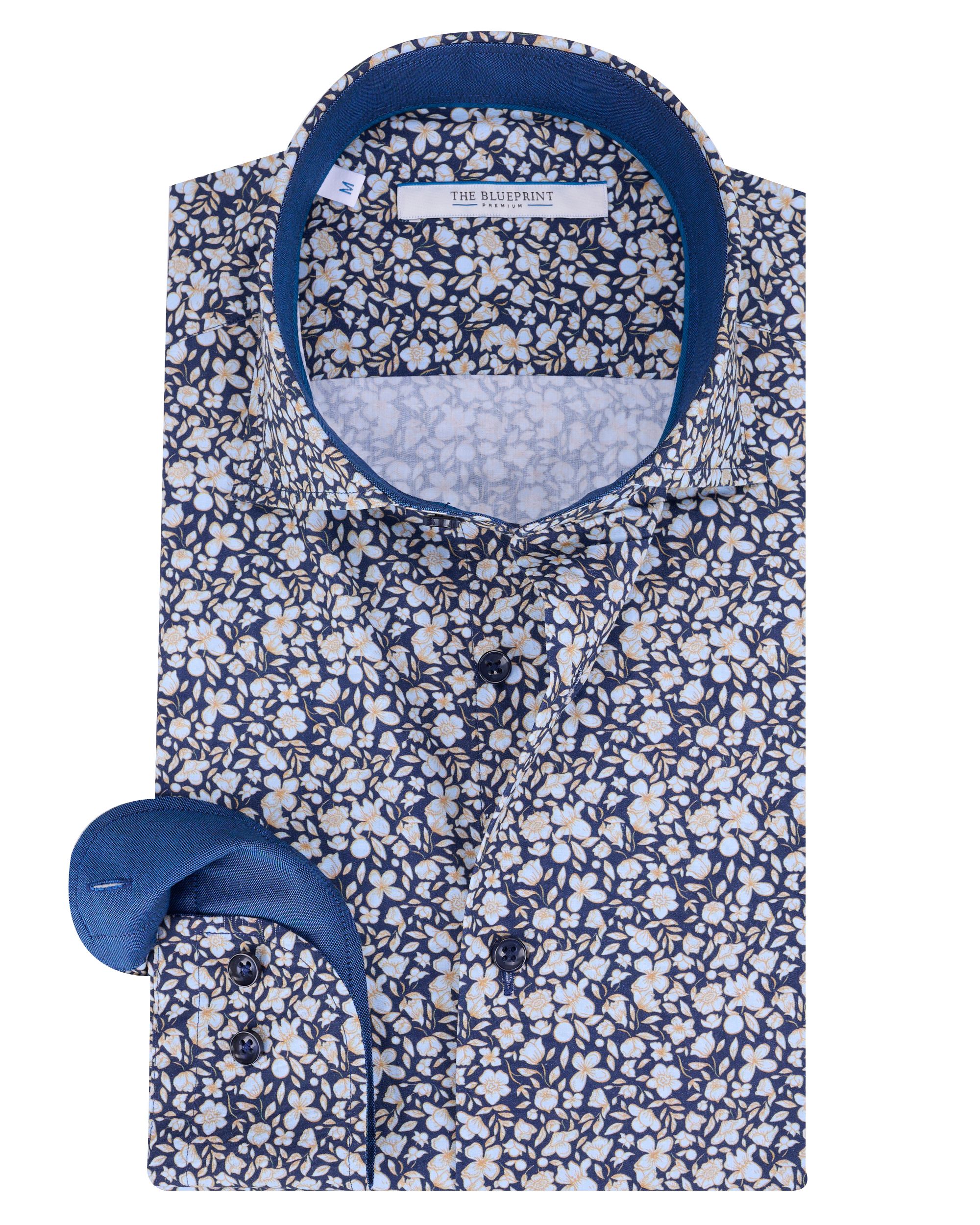 The BLUEPRINT Premium - Trendy overhemd LM Blauw dessin 086650-001-L