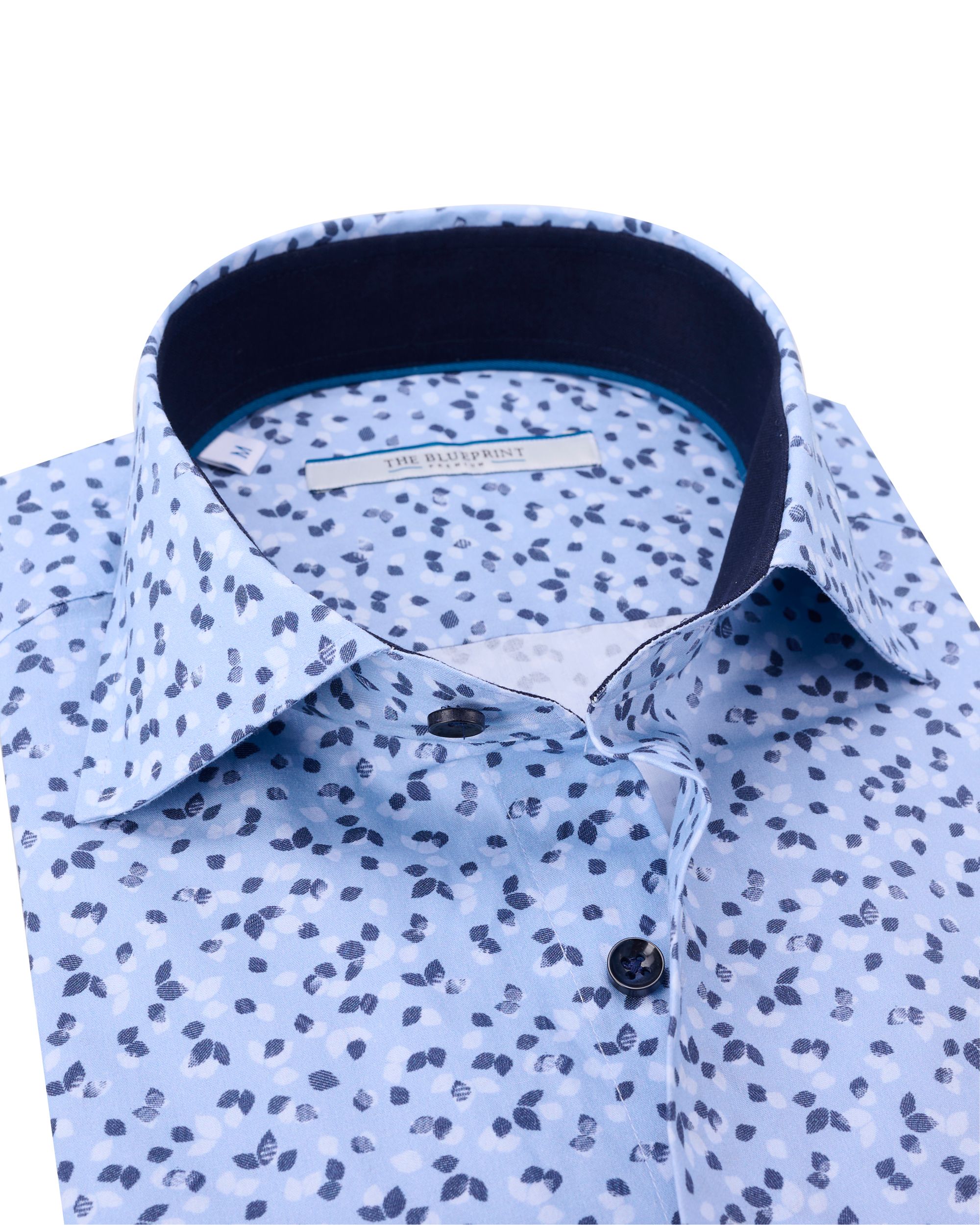 The BLUEPRINT Premium - Trendy overhemd LM Lichtblauw dessin 086659-001-L