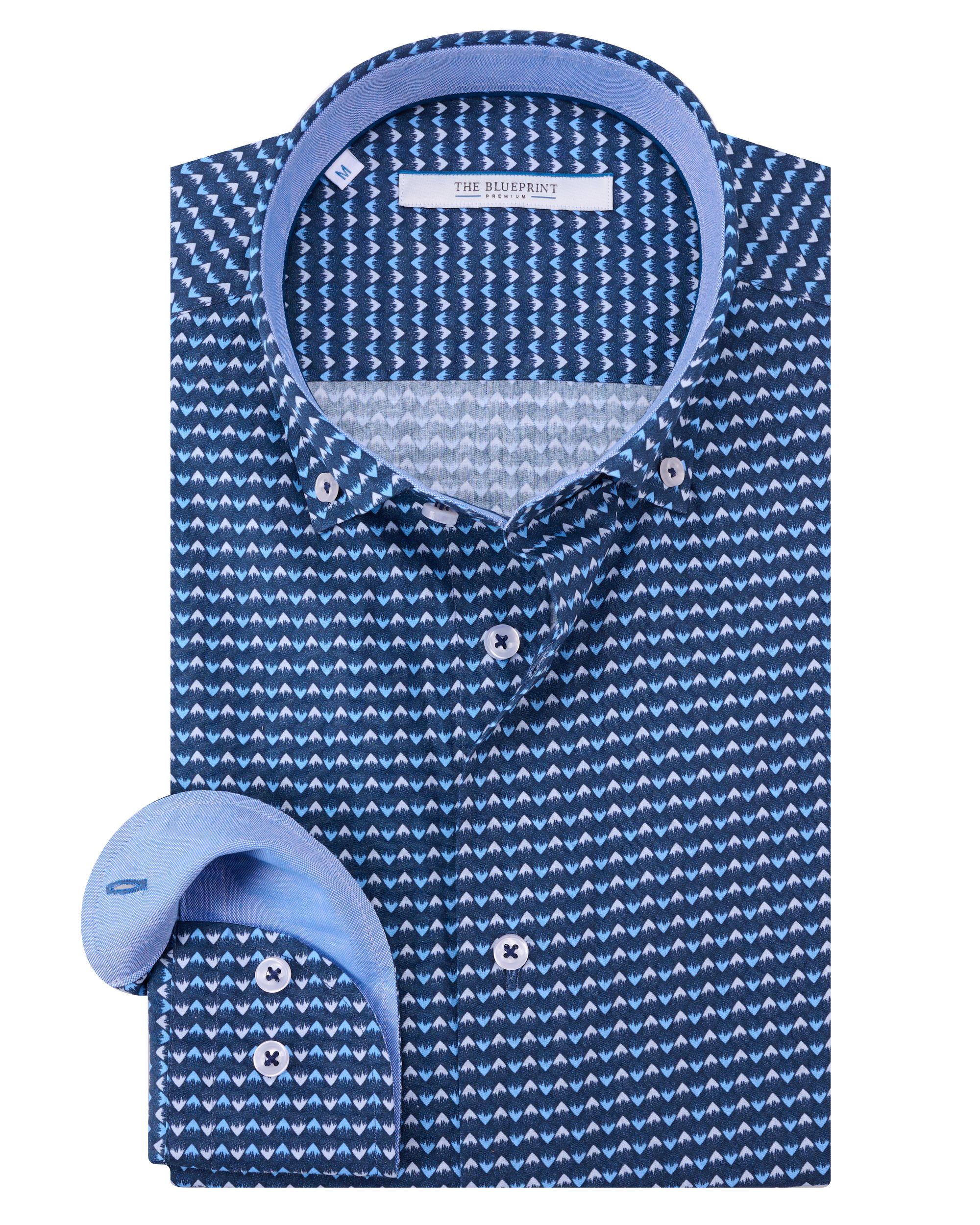 The BLUEPRINT Premium - Trendy overhemd LM Blauw dessin 086660-001-L